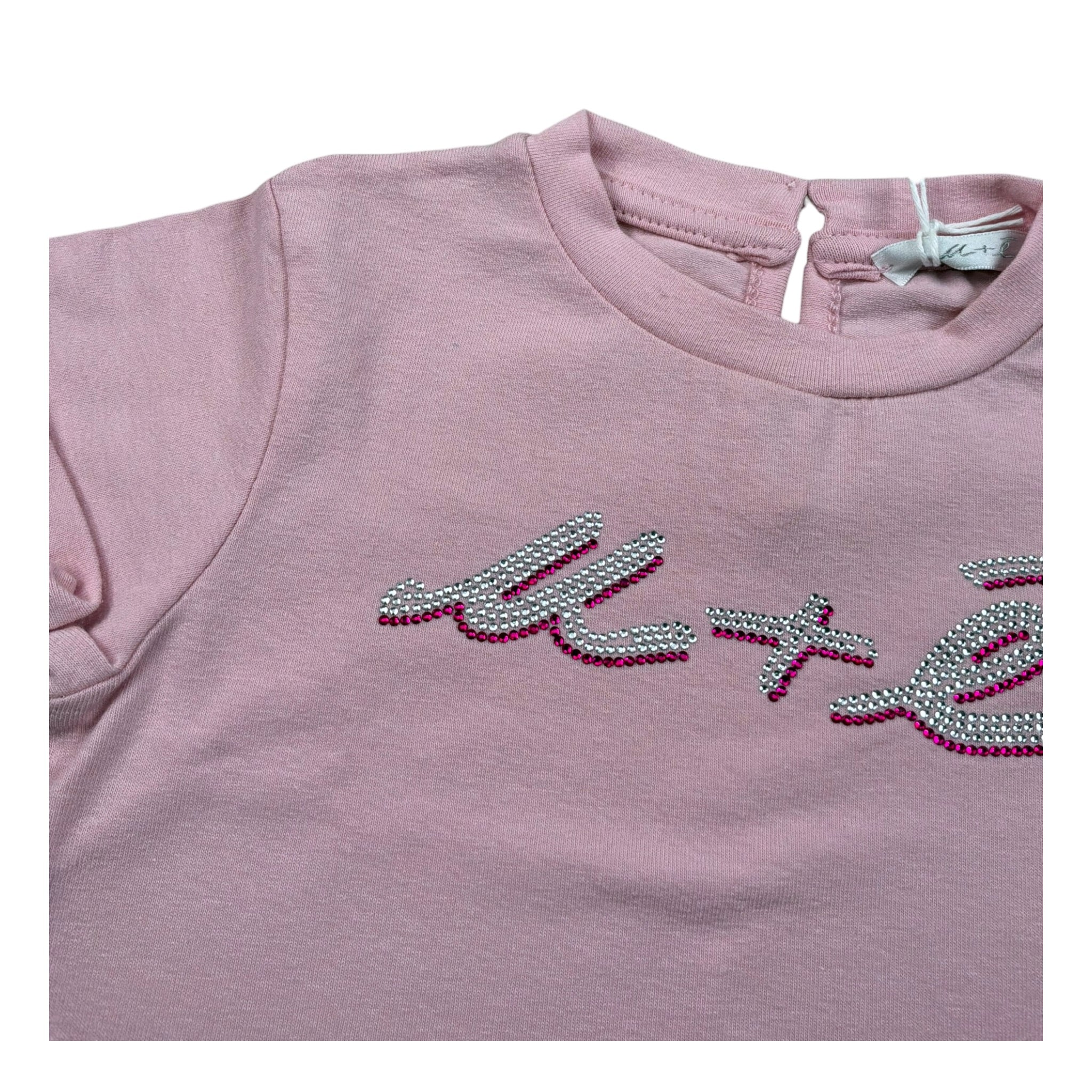 M+E' T-Shirt Girocollo tinta unita con Stampa Rosa per Bambina UE1405J ROSA M+E' 
