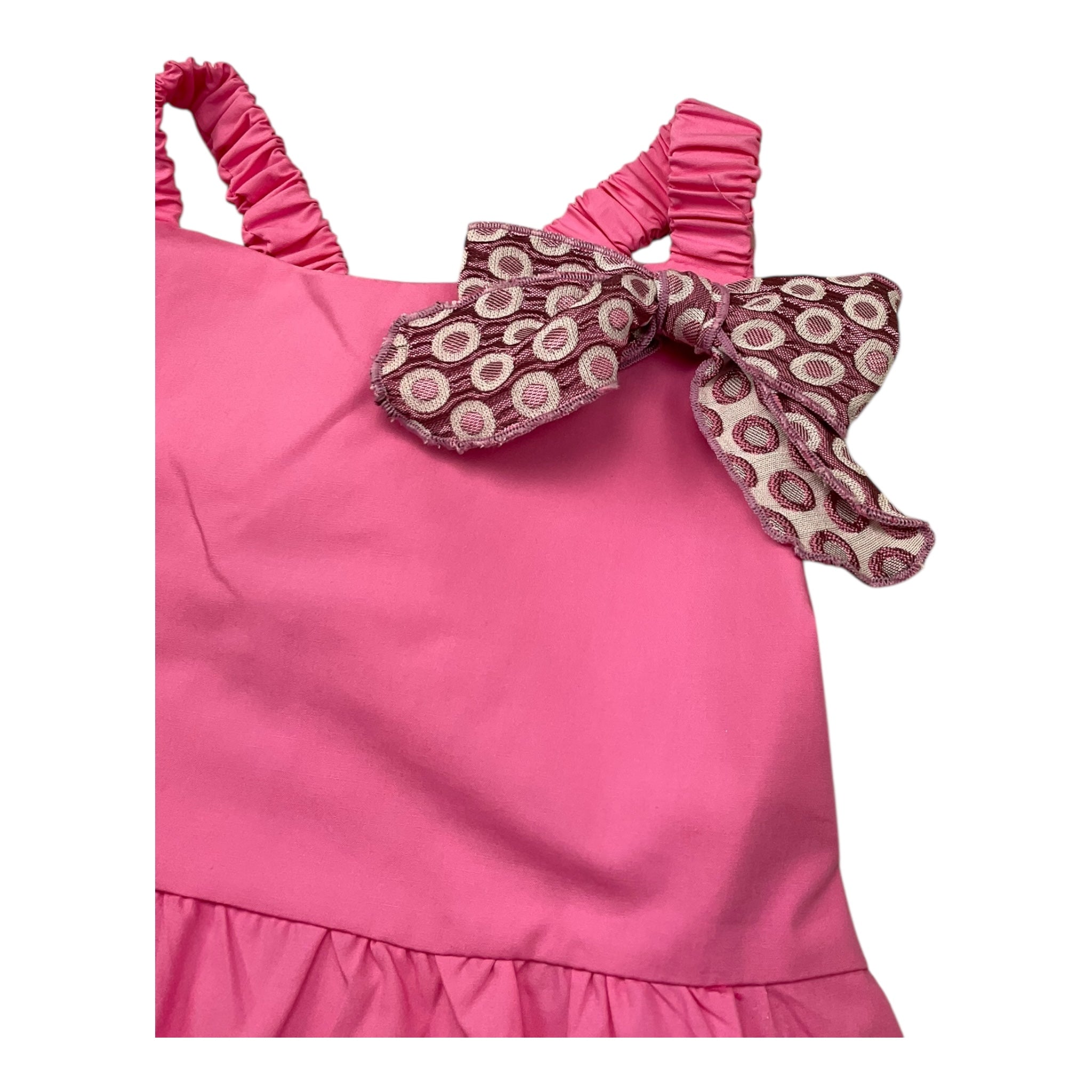 M+E' Abito Tinta Unita con Applicazione Fiocco per Bambina UE1709X ROSA M+E' 