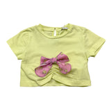 M+E' T-Shirt Tinta Unita con Applicazione Fiocco per Neonata UE1747N GIALLO M+E' 