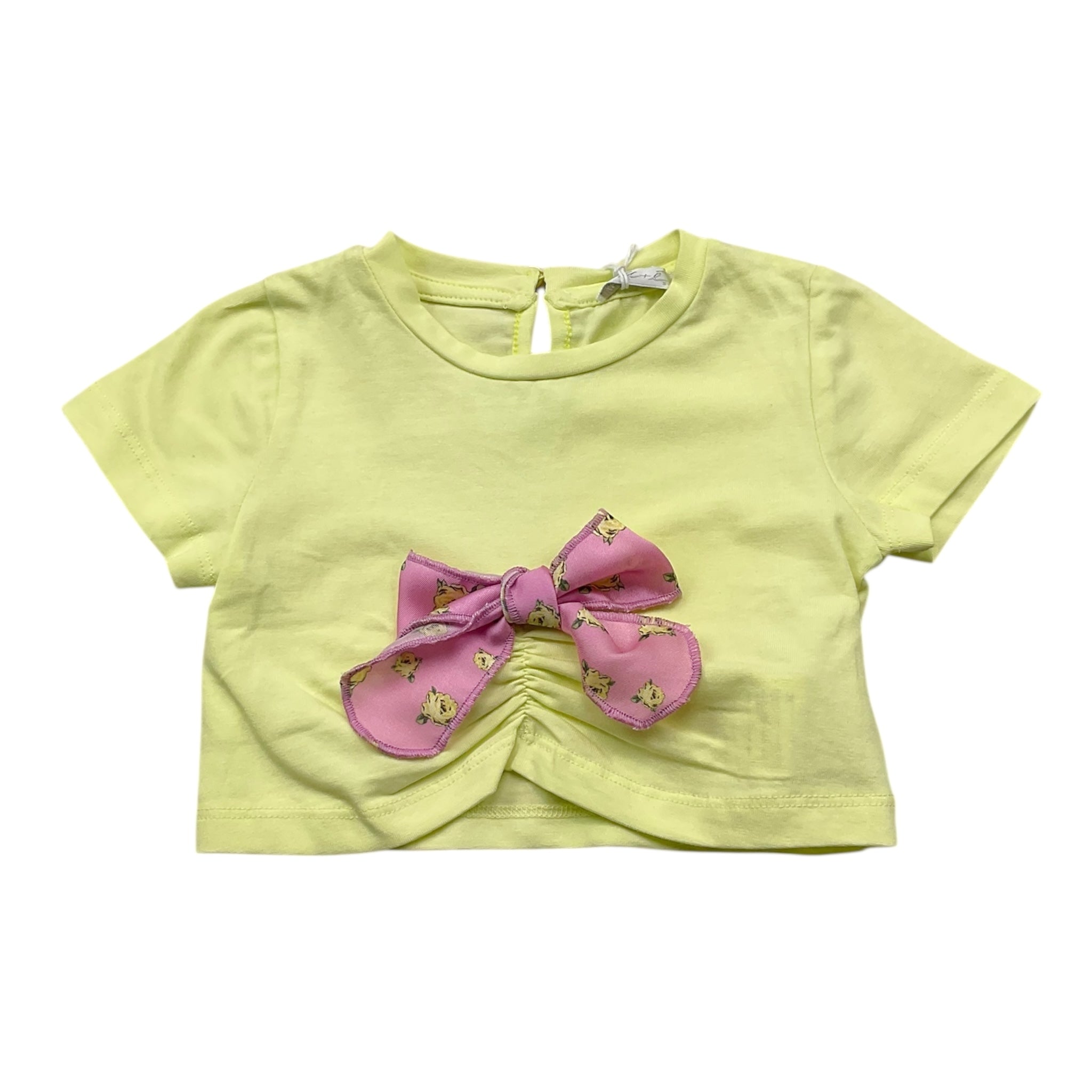 M+E' T-Shirt Tinta Unita con Applicazione Fiocco per Neonata UE1747N GIALLO M+E' 