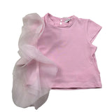 M+E' T-Shirt Girocollo tinta unita con Tulle Rosa per Neonata UE1768XX ROSA M+E' 
