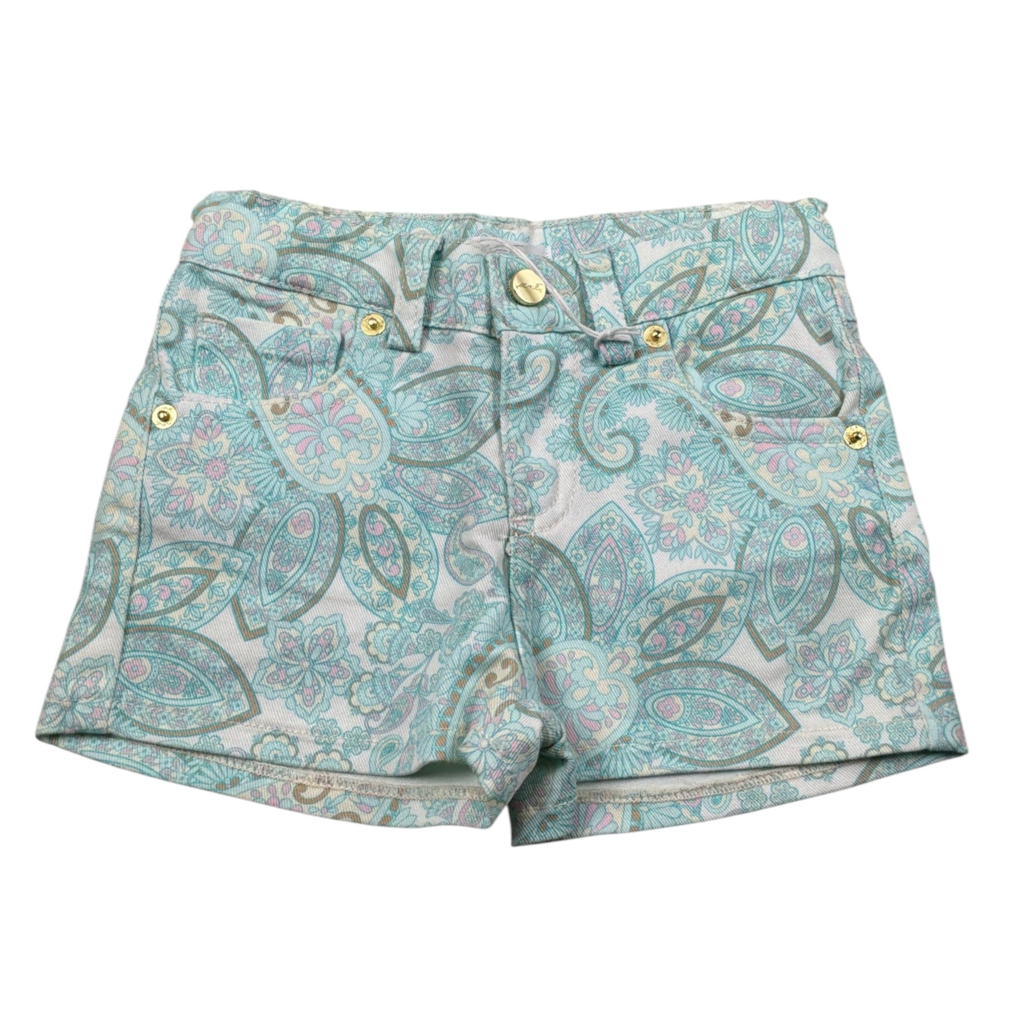 M+E' Short tinta unita con Fantasia Verde Acqua per Neonata UE1845XX VERDE ACQUA M+E' 