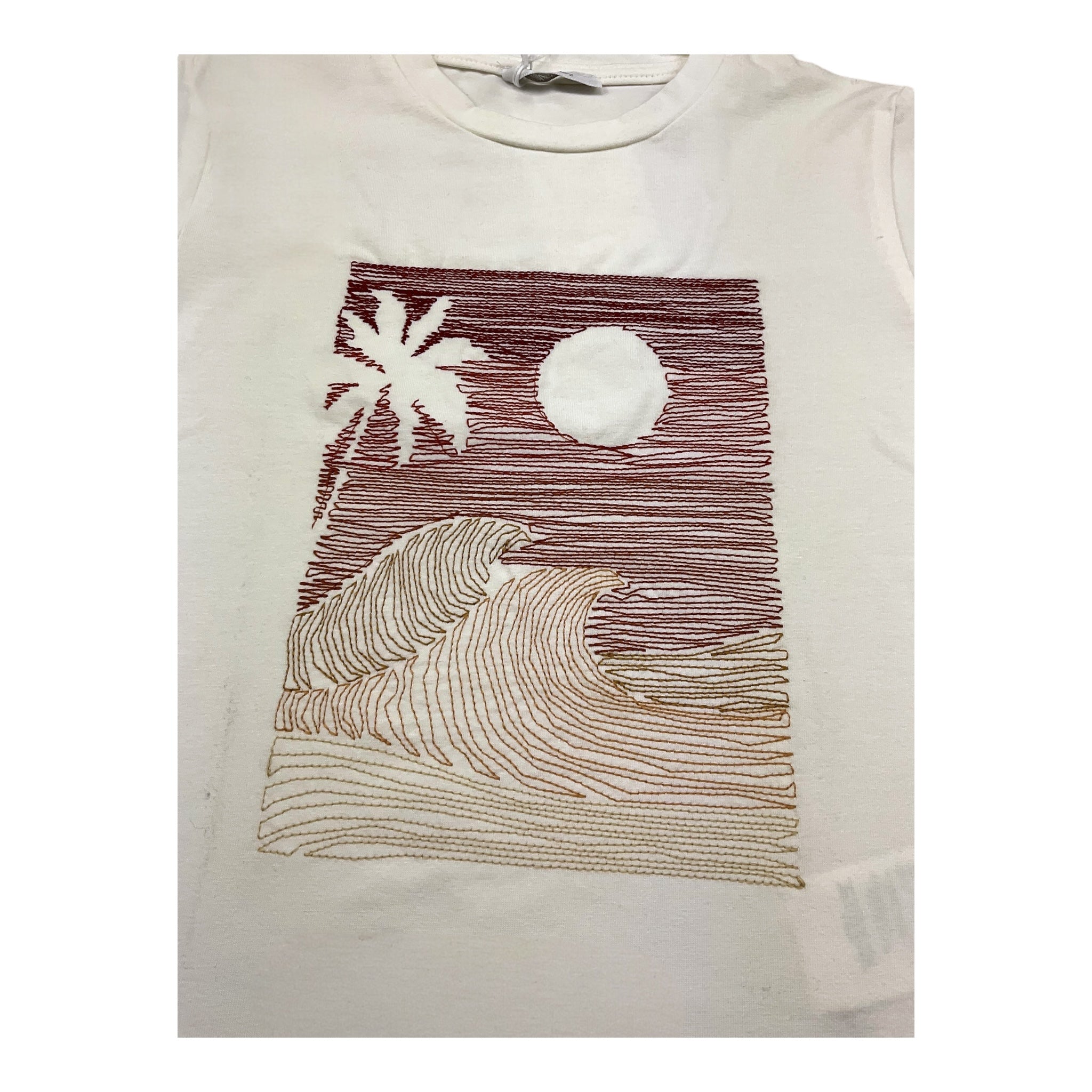 M+E' T-Shirt Girocollo Tinta Unita con Stampa In Contrasto per Neonato UEM0483 PANNA M+E' 