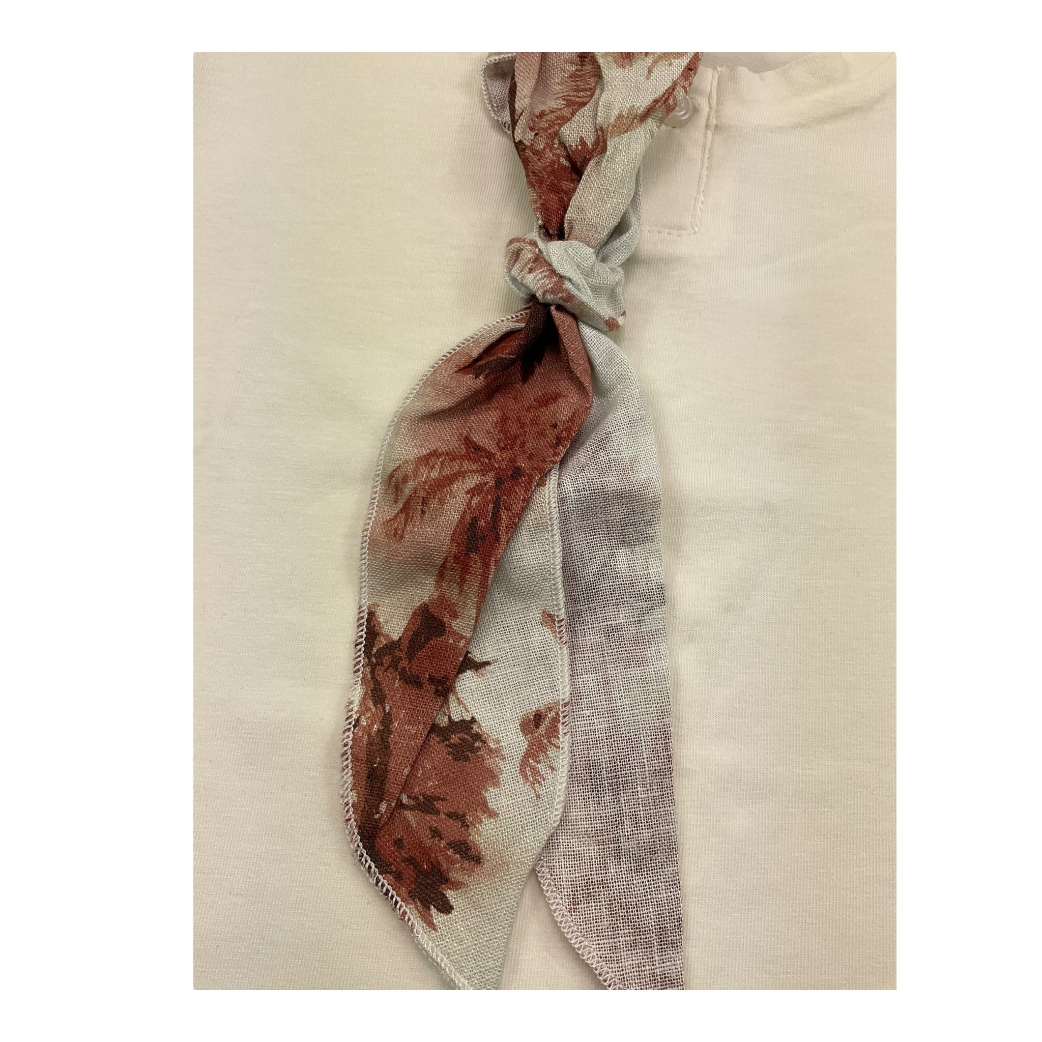 M+E' T-Shirt Girocollo Tinta Unita con Foulard per Bambino UEM0584J PANNA M+E' 