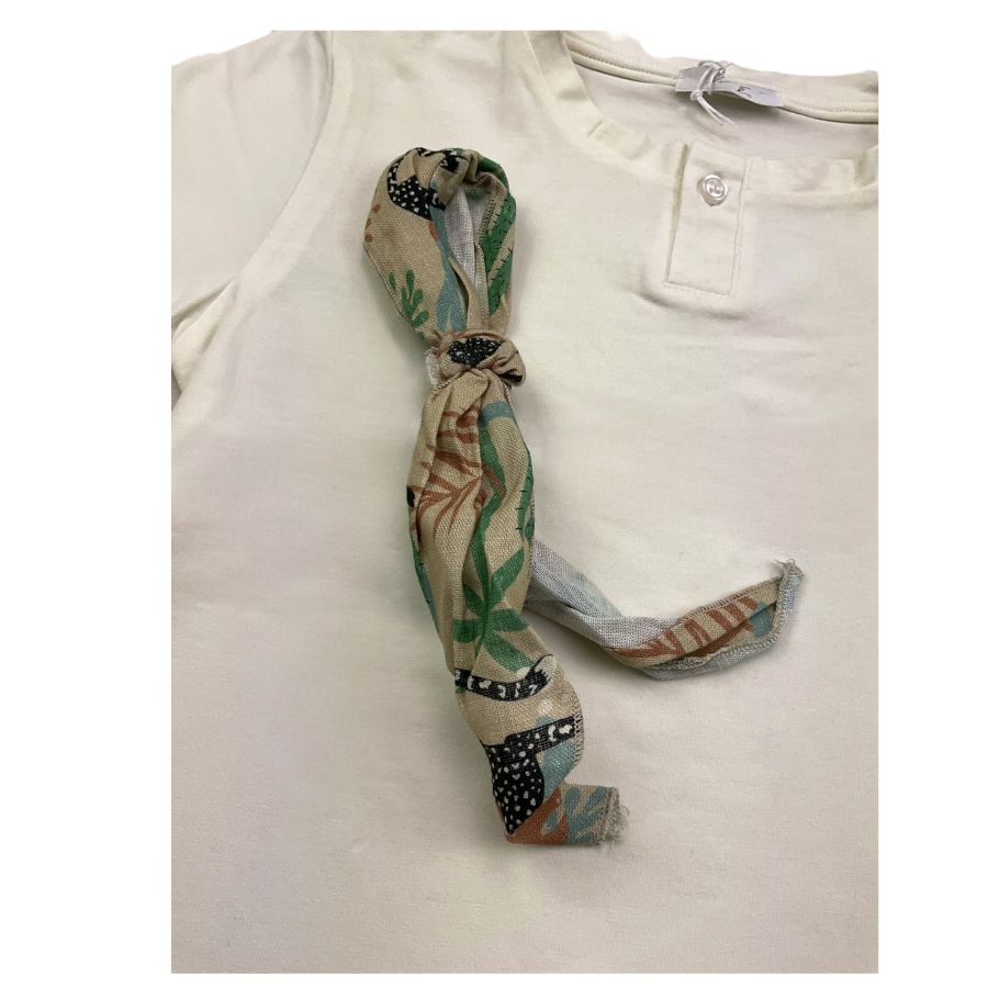 M+E' T-Shirt Girocollo Tinta Unita con Foulard per Bambino UEM0585 PANNA M+E' 