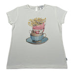 Magil T-Shirt Girocollo tinta unita con Stampa Bianco per Bambina FN26070 BIANCO MAGIL 