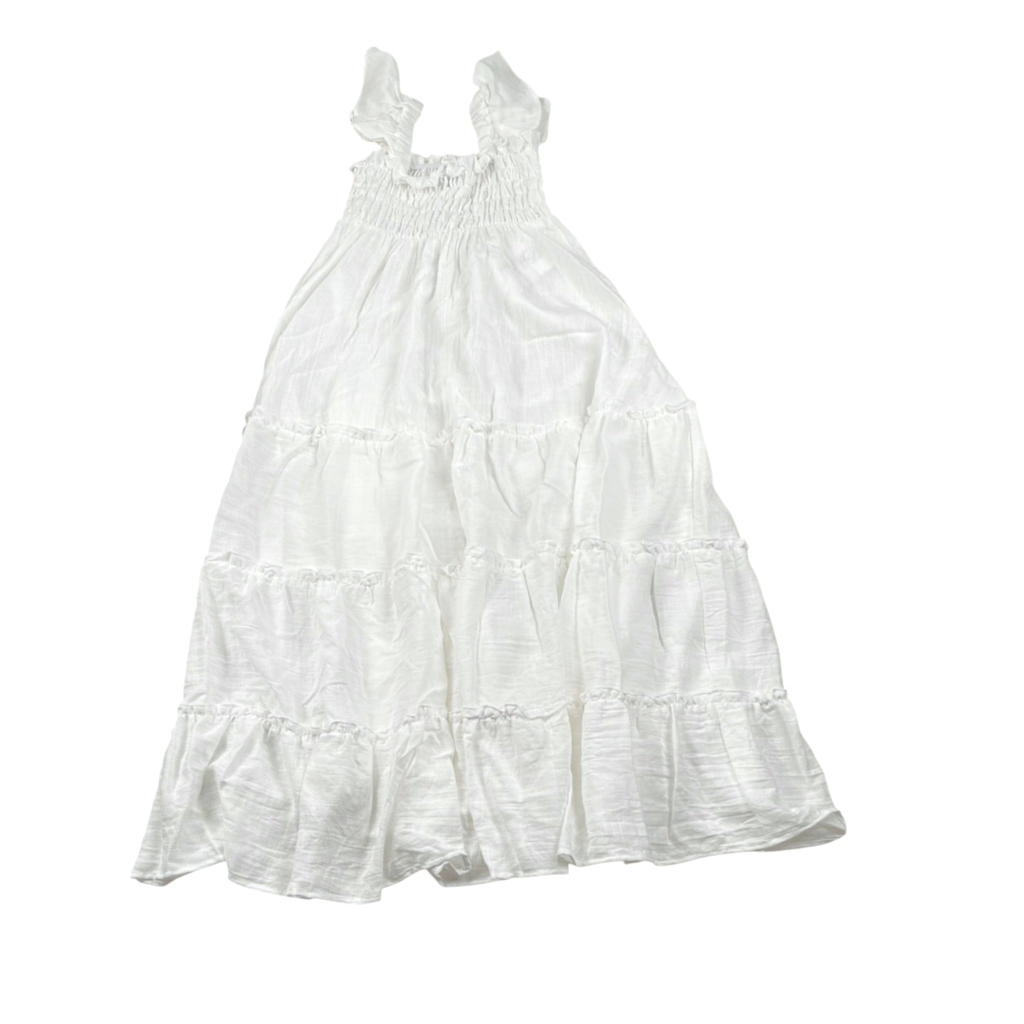 Magil Abito Tinta Unita con Arriccio per Bambina HN20004 BIANCO MAGIL 