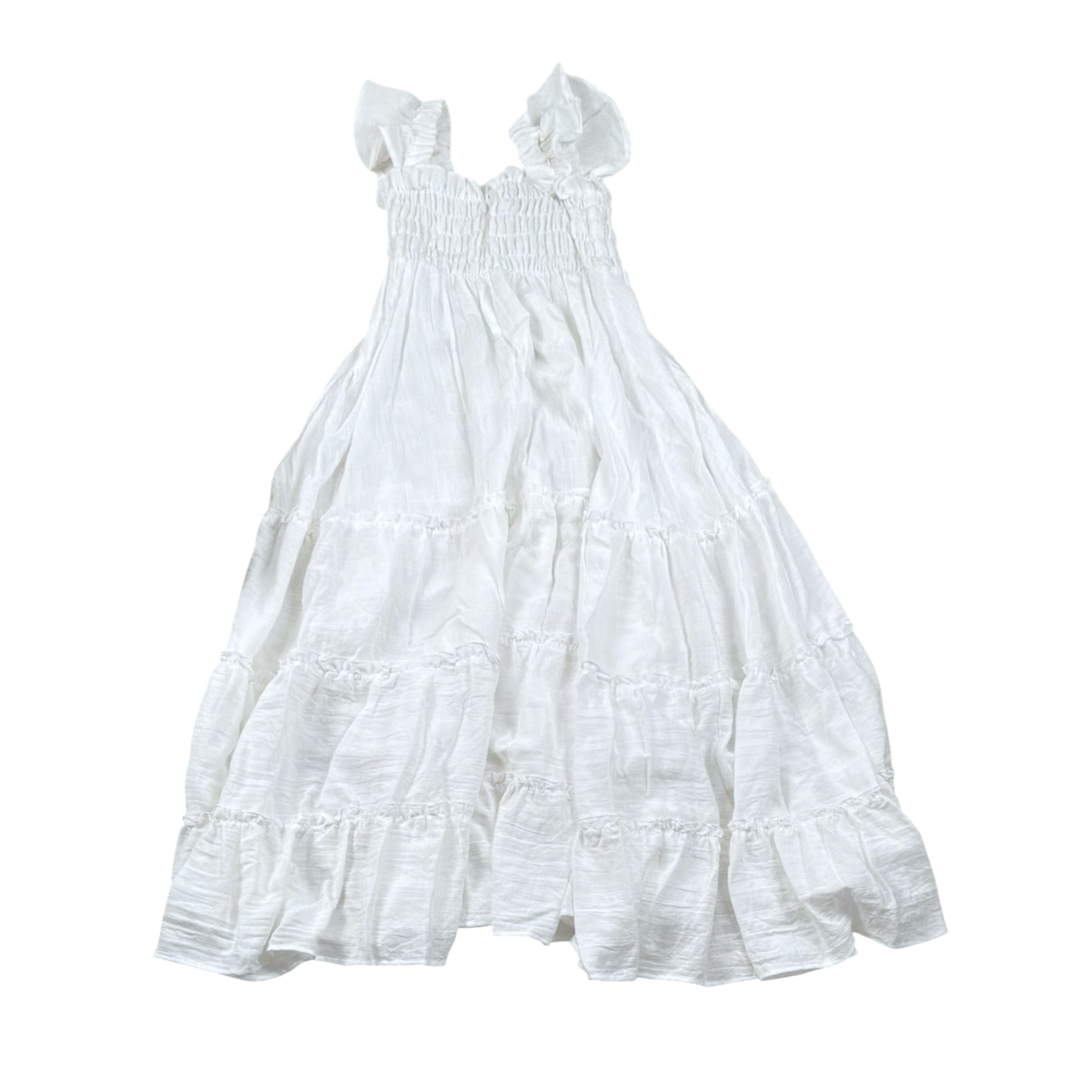 Magil Abito Tinta Unita con Arriccio per Bambina HN20004 BIANCO MAGIL 