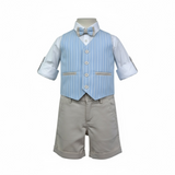 Mai'S Kids Completo 4 Pezzi Bermuda-Gilet-Camicia-Papillions per Neonato COMP0011 AZZURRO MAI'S KIDS 