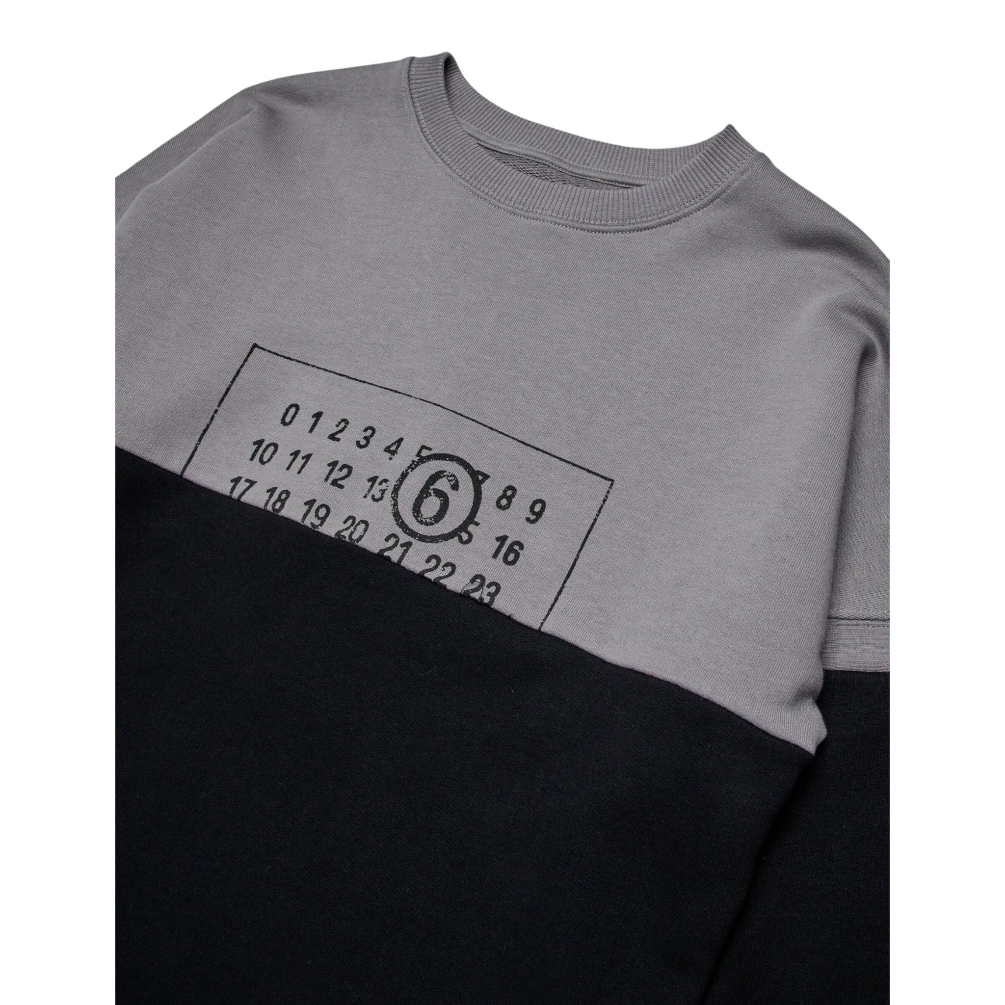Maison Margiela Felpa Girocollo Bicolore con Logo Nero per Bambino M60870 NERO MAISON MARGIELA 