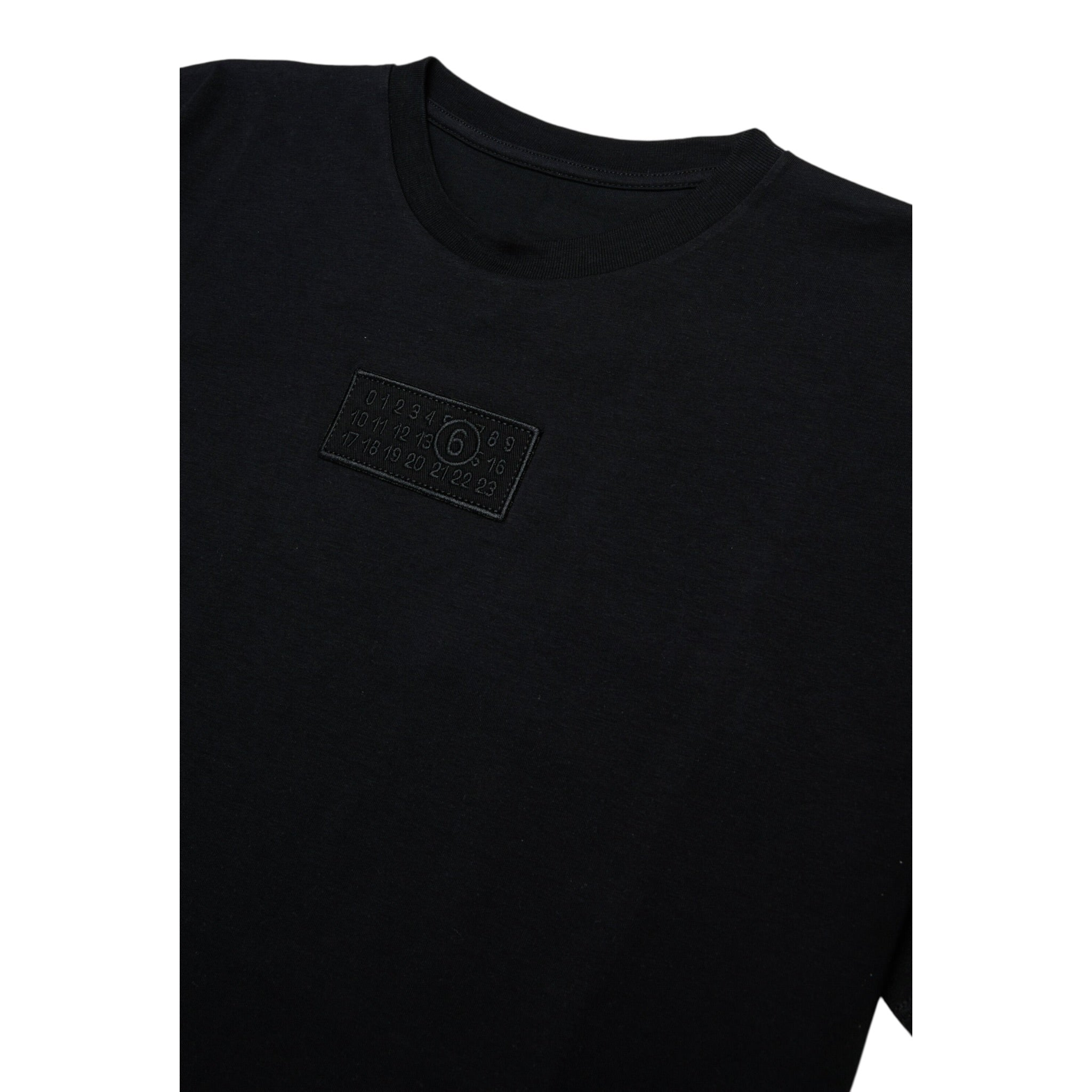 Maison Margiela T-Shirt Girocollo tinta unita con Logo Nero per Bambino M60906 NERO MAISON MARGIELA 