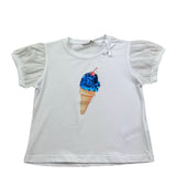 Manila Grace T-Shirt Tinta Unita con Paillettes per Bambina 370TMBS25 BIANCO MANILA GRACE 