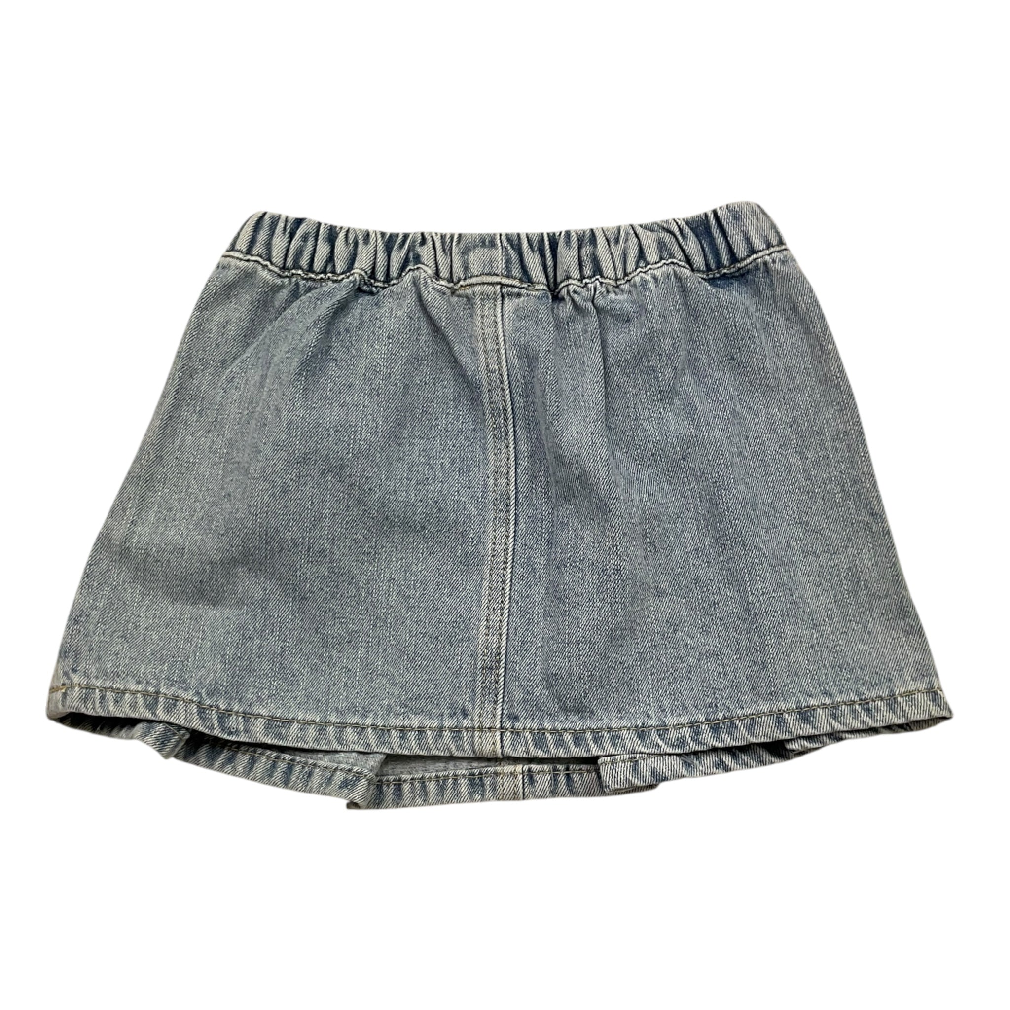 Manila Grace Gonna In Denim Tinta Unita con Elastico In Vita per Bambina 373GMBS25 AZZURRO MANILA GRACE 