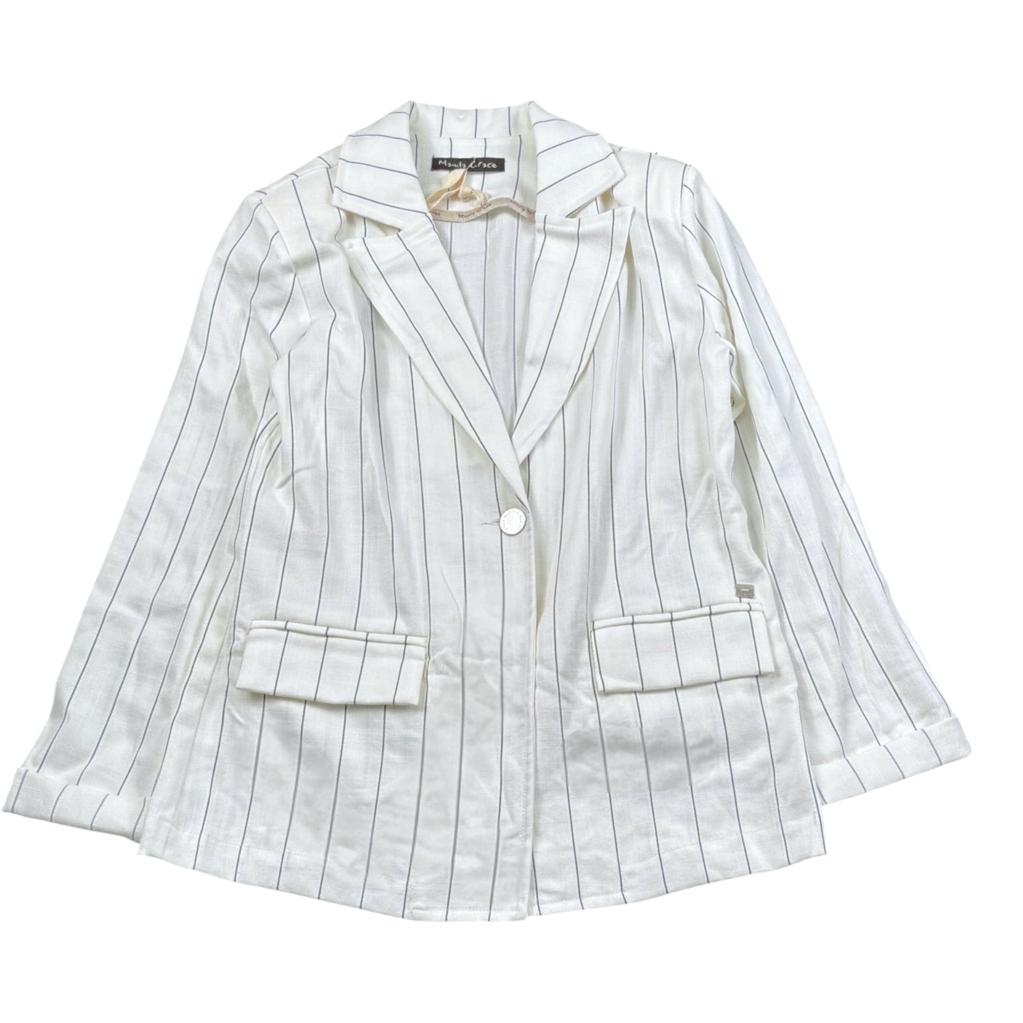 Manila Grace Giacca Tinta Unita con Fantasia A Righe per Bambina MG2053 BIANCO MANILA GRACE 