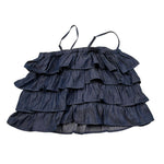 Manila Grace Top Bretelline Tinta Unita con Balze per Bambina MG2639 BLU MANILA GRACE 