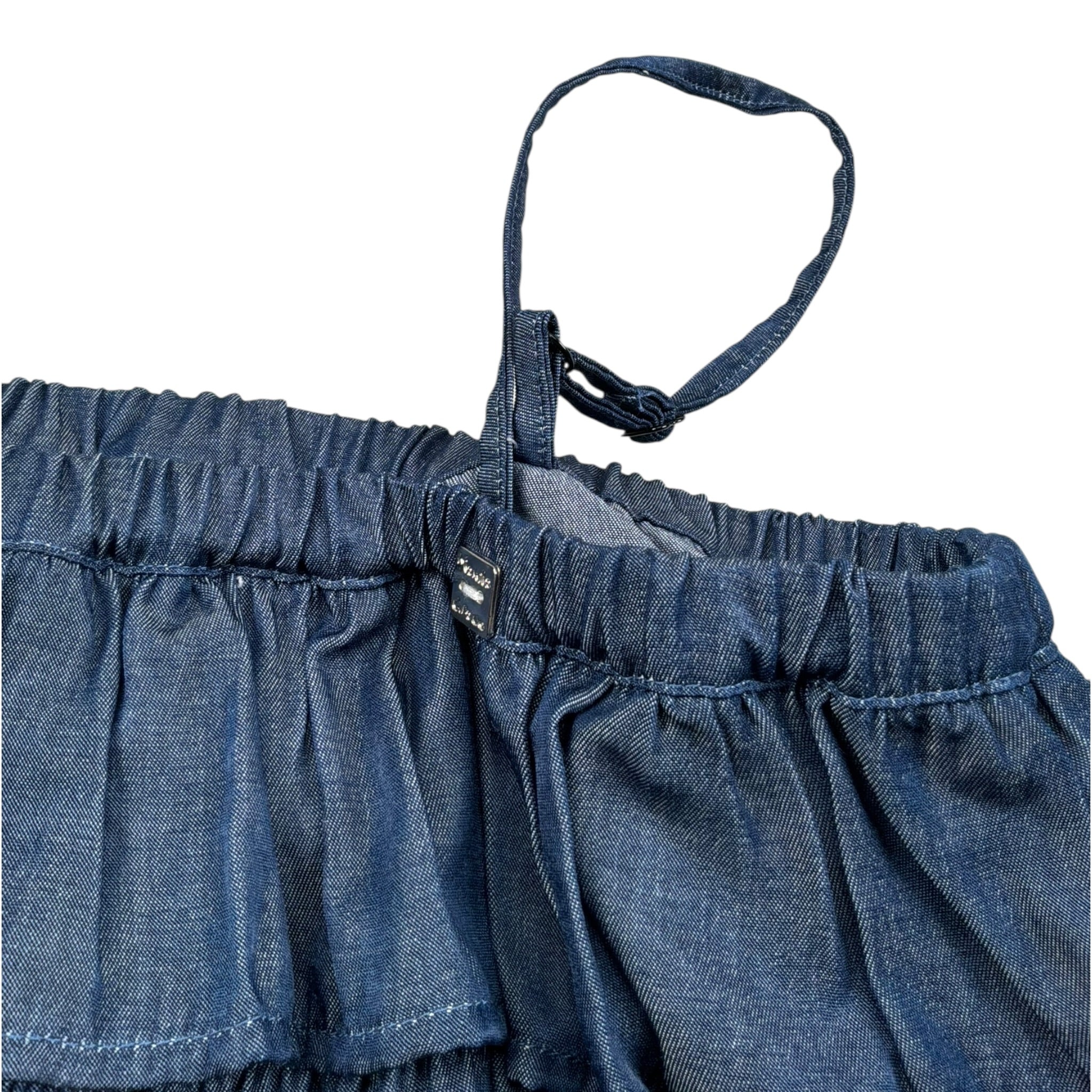 Manila Grace Top Bretelline Tinta Unita con Balze per Bambina MG2639 BLU MANILA GRACE 