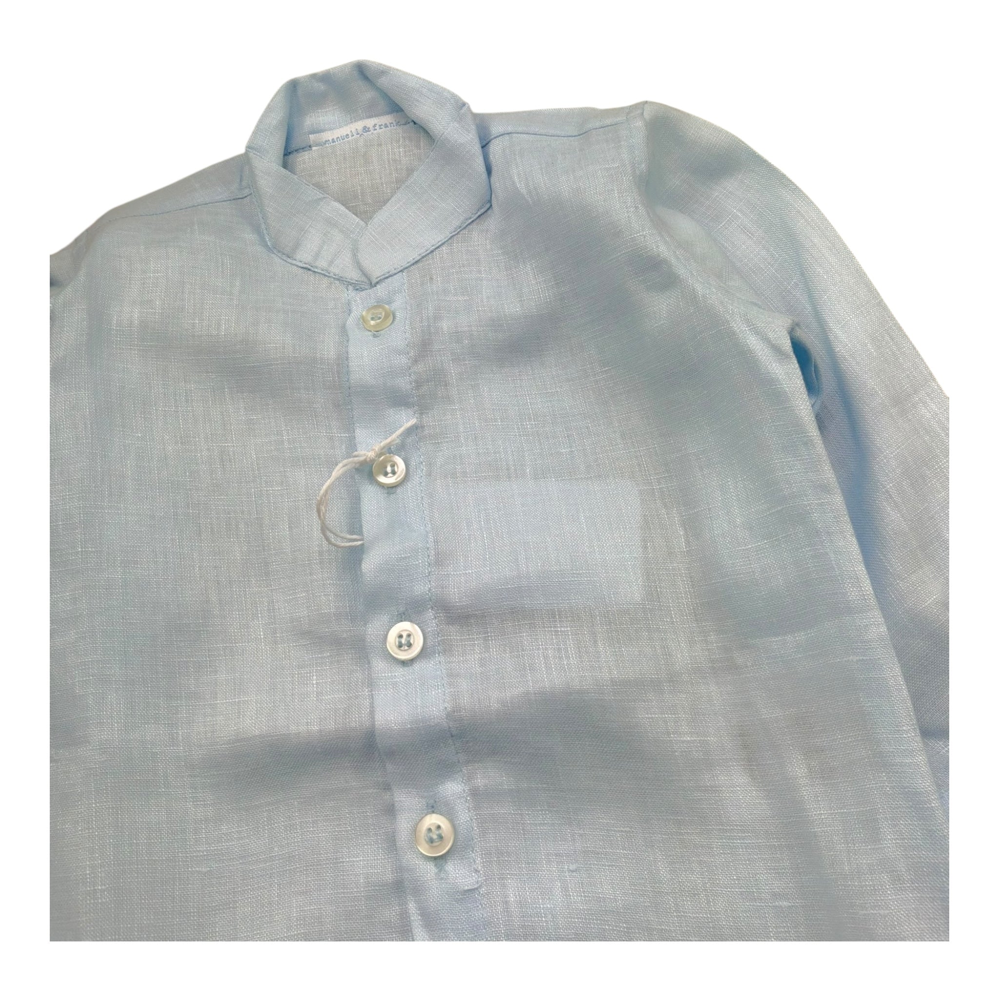 Manuel & Frank Camicia Tinta Unita con Collo Coreano Modello Body per Neonato MF3059I AZZURRO MANUEL & FRANK 