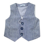 Manuel & Frank Gilet Tinta Unita con Fantasia A Righe per Neonato MF5165I BIANCO/AZZURRO MANUEL & FRANK 