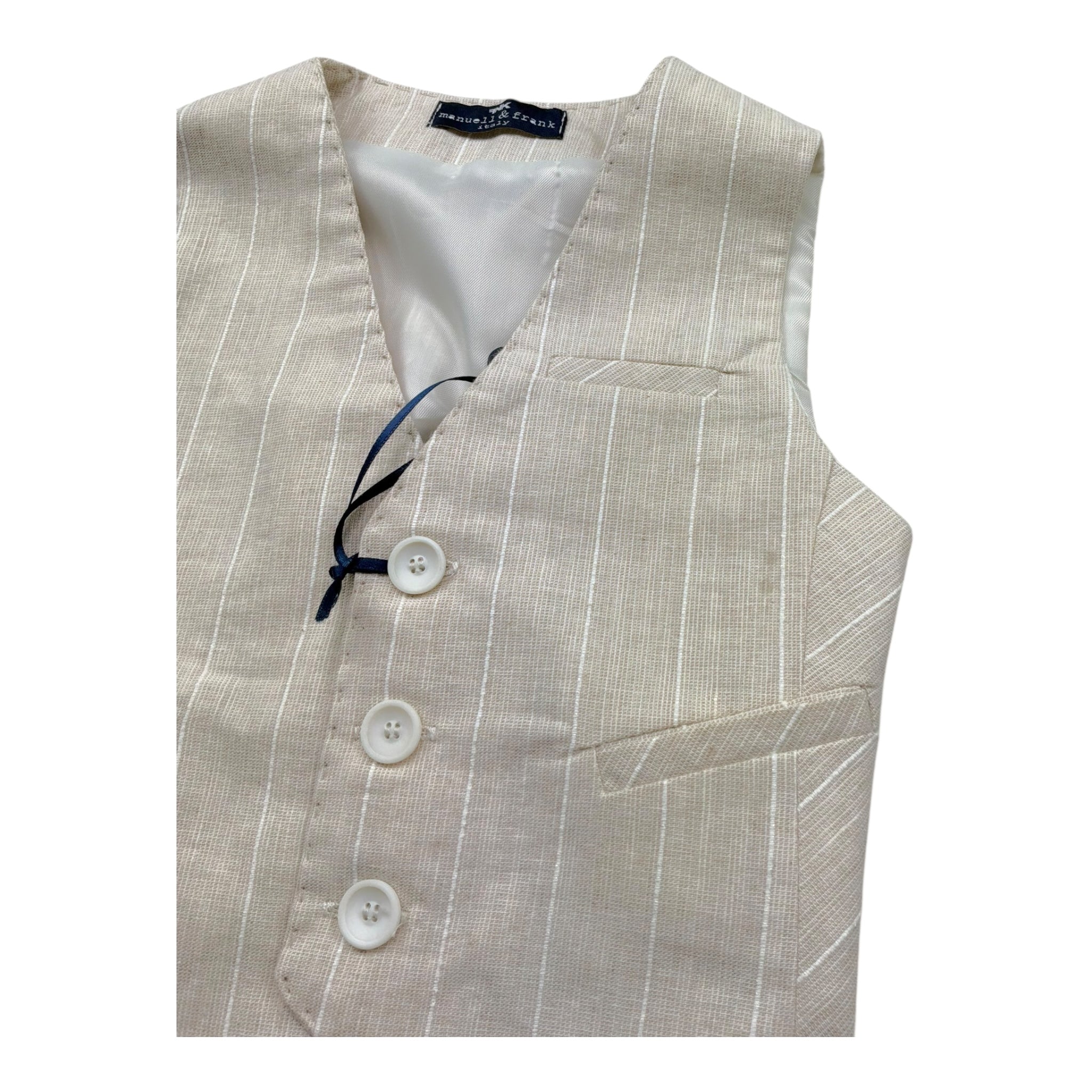 Manuel & Frank Gilet Tinta Unita con Fantasia per Bambino MF5194B BEIGE MANUEL & FRANK 