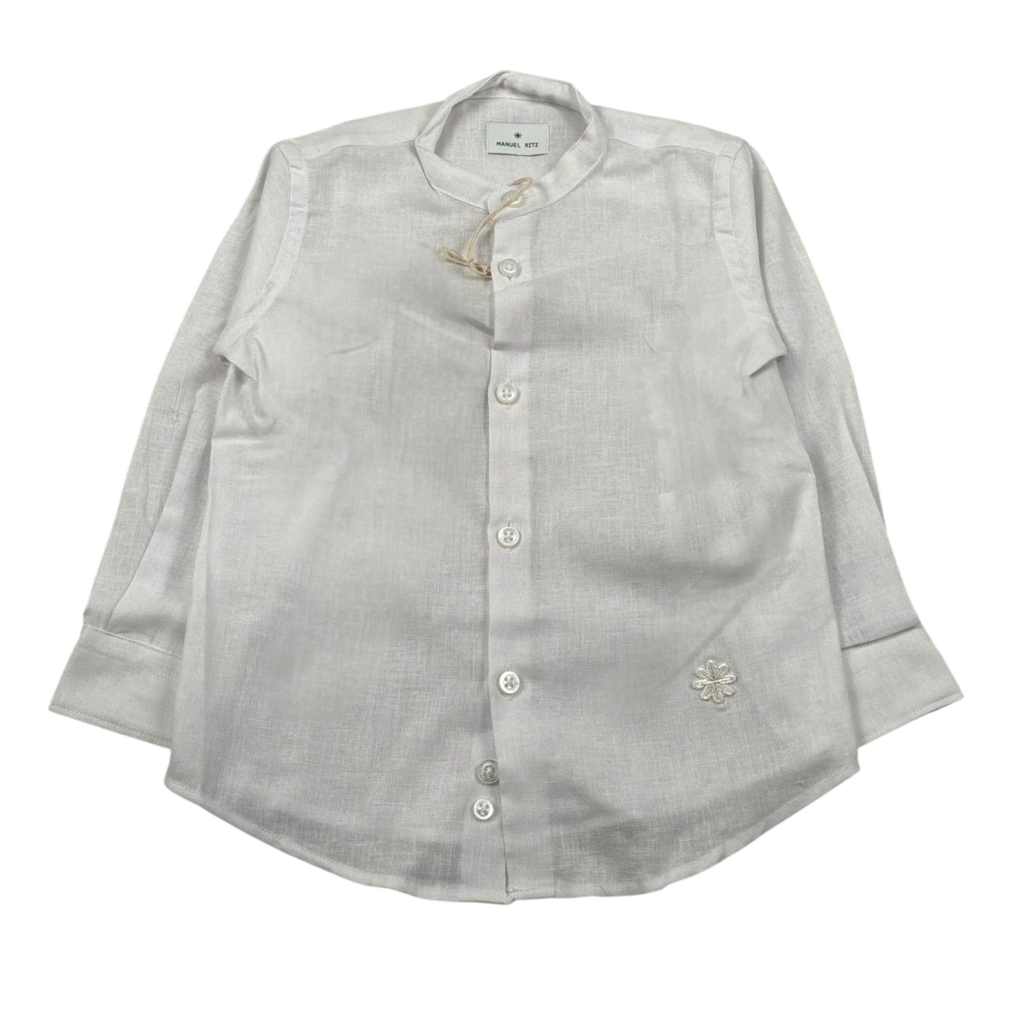 Manuel Ritz Camicia Manica Lunga Tinta Uita Collo Coreano Bianco per Neonato MR2002 BIANCO MANUEL RITZ 