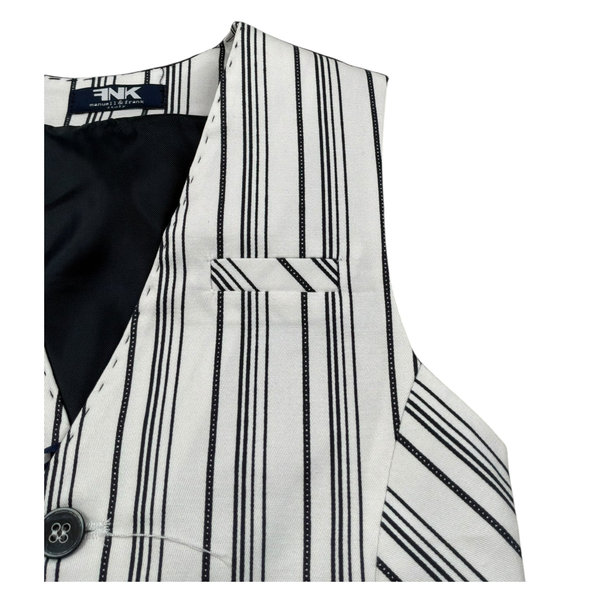 Manuell & Frank Gilet Bicolore Fantasia A Righe per Bambino MF5150B BIANCO/BLU MANUELL & FRANK 