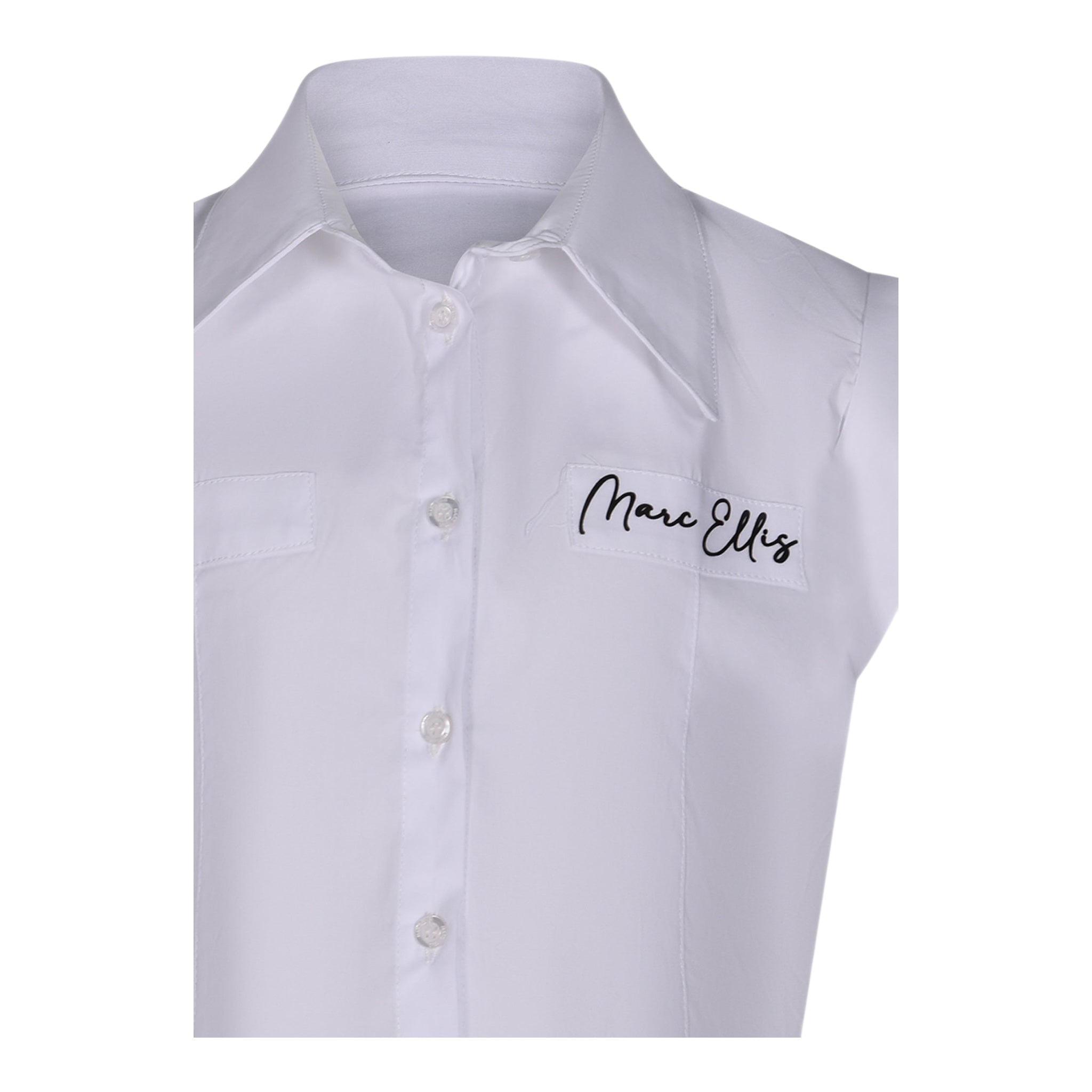 Marc Ellis Camicia Mezza Manica Tinta Unita con Logo per Bambina JMJSH01176 BIANCO MARC ELLIS 