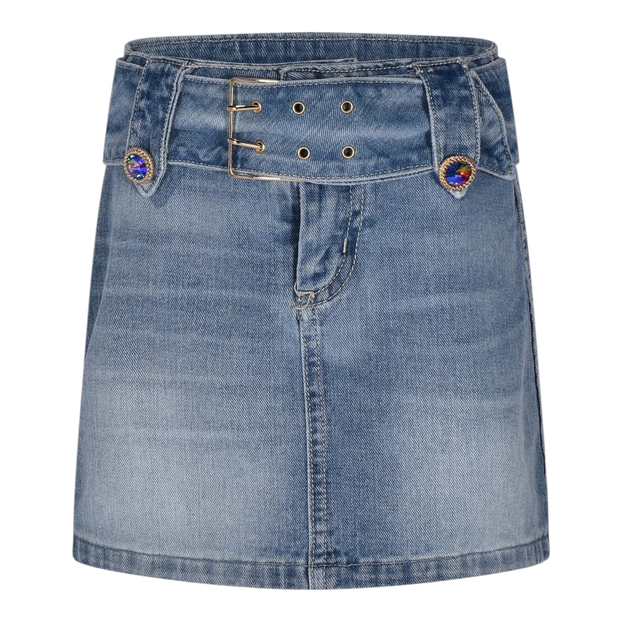 Marc Ellis Gonna In Denim Tinta Unita per Bambina JMJSK01259 BLU MARC ELLIS 