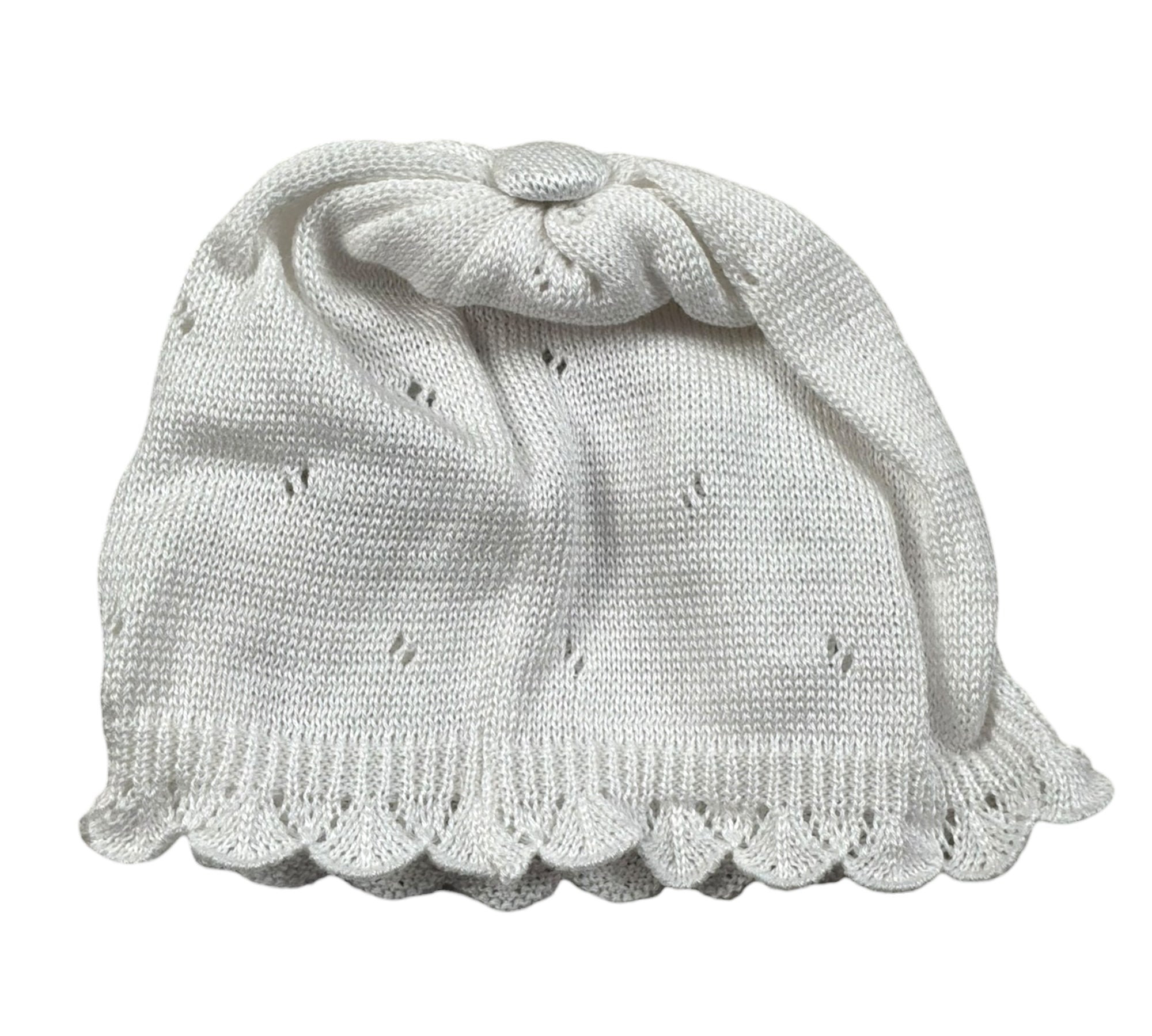 Marlu' Cappello Tinta Unita con Ricami per Neonata EP1271 BIANCO MARLU' 