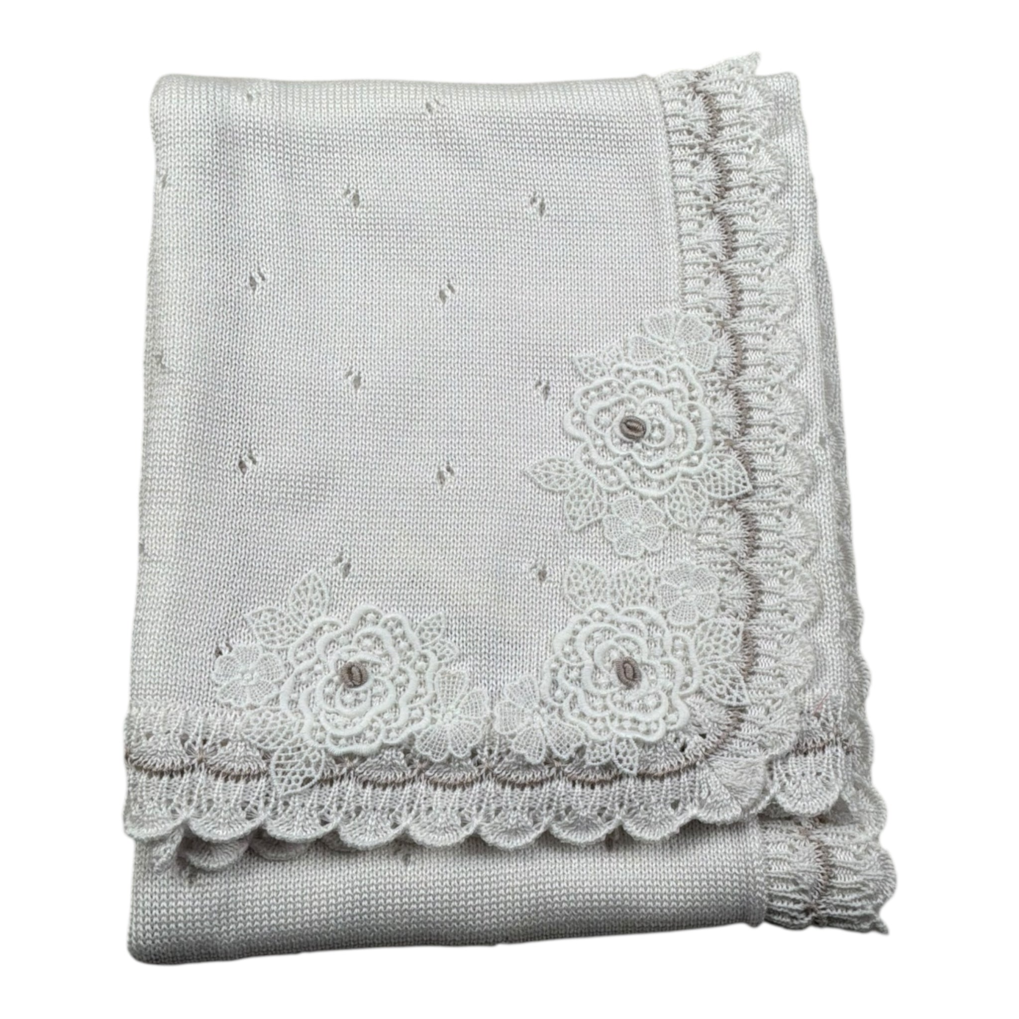 Marlu' Coperta Tinta Unita con Ricami per Neonata EP1280 BIANCO MARLU' 
