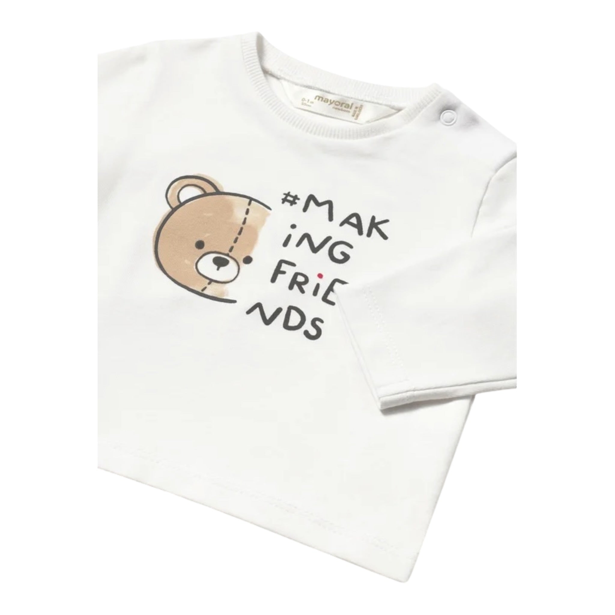 Mayoral Shirt Girocollo Tinta Unita con Stampa per Neonato 1038 BIANCO MAYORAL 