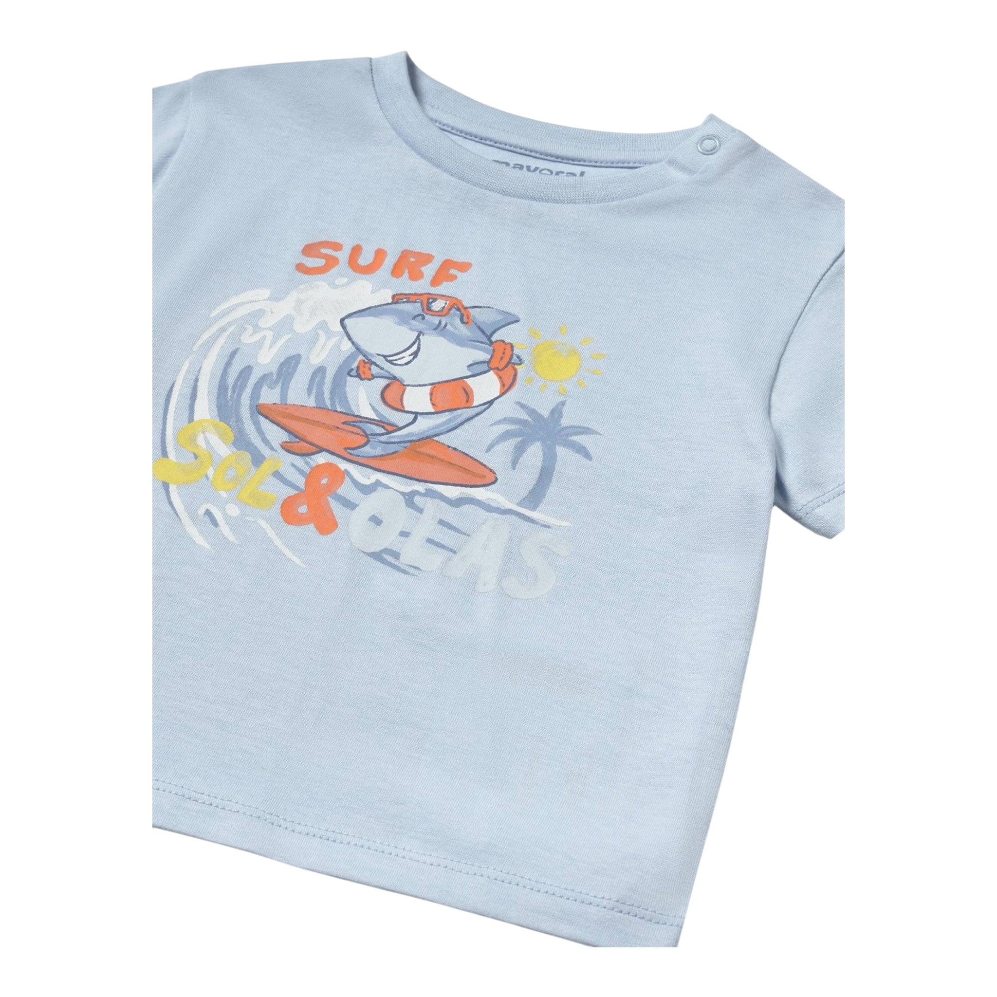 Mayoral T-Shirt Girocollo Tinta Unita con Stampa per Neonato 1065X AZZURRO MAYORAL 