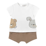 Mayoral Completo 2 Pezzi T-Shirt-Bermuda per Neonato 12066 BIANCO/BEIGE MAYORAL 