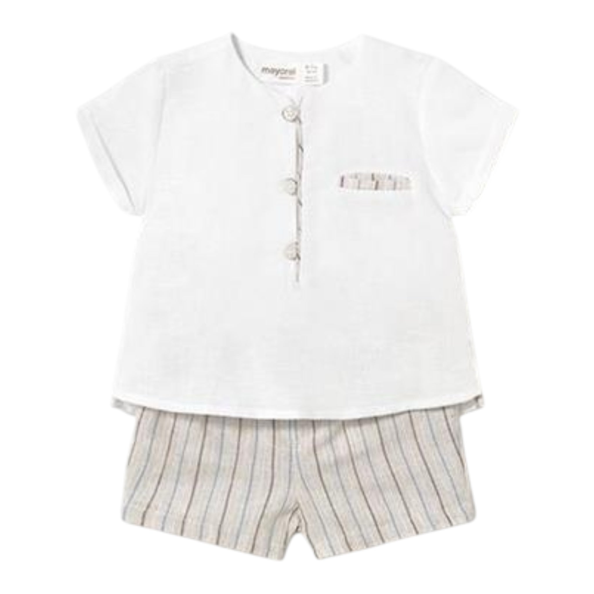 Mayoral Completo 2 Pezzi Camicia-Bermuda Bicolore per Neonato 1211 BIANCO/BEIGE MAYORAL 