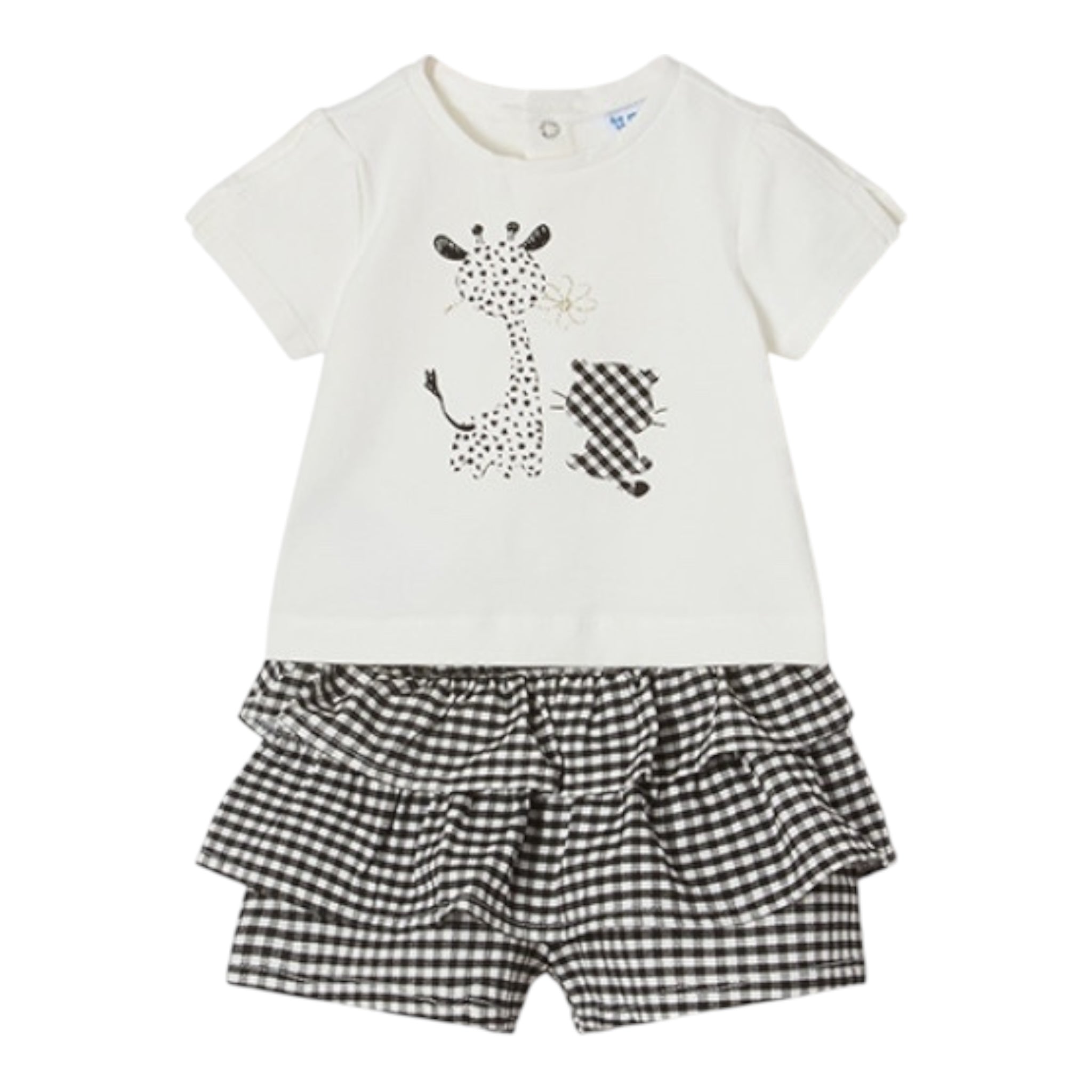 Mayoral Completo 2 Pezzi T-Shirt-Short Bicolore per Neonata 1247 BIANCO/NERO MAYORAL 
