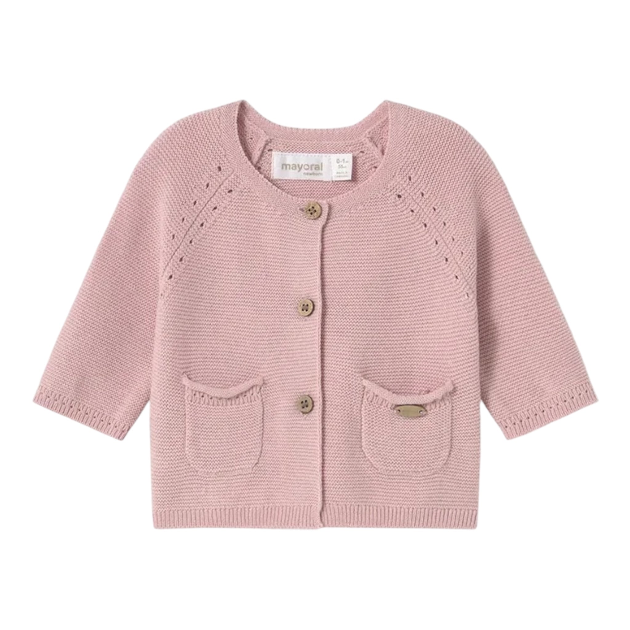 Mayoral Cardigan Tinta Unita Traforato per Neonata 1307 ROSA MAYORAL 