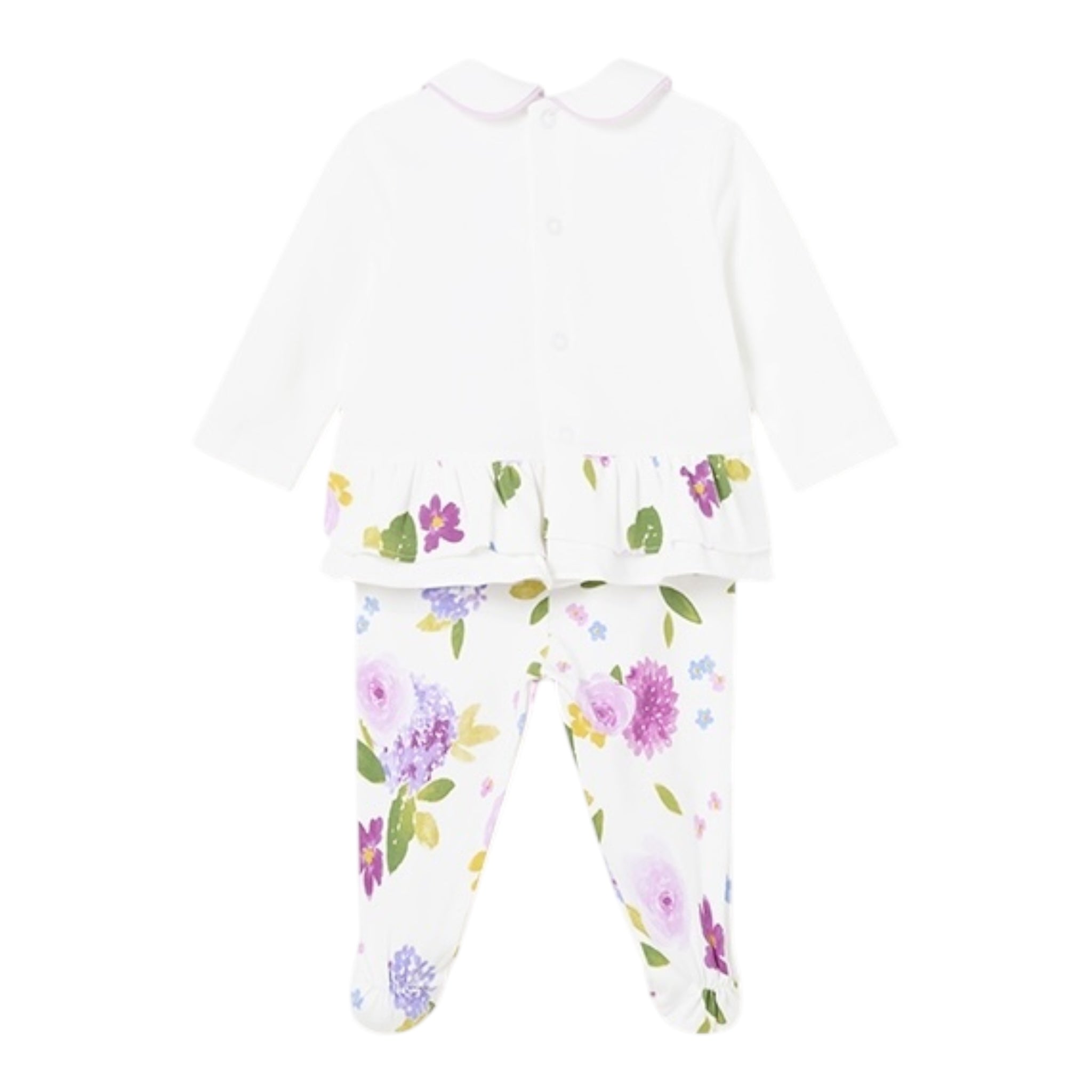 Mayoral Completo 2 Pezzi Shirt-Ghettina con Fantasia per Neonata 1530 BIANCO MAYORAL 