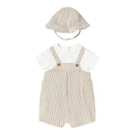 Mayoral Set Pagliaccetto Bicolore con Fantasia A Righe-Cappello per Neonato 1602X BIANCO/BEIGE MAYORAL 