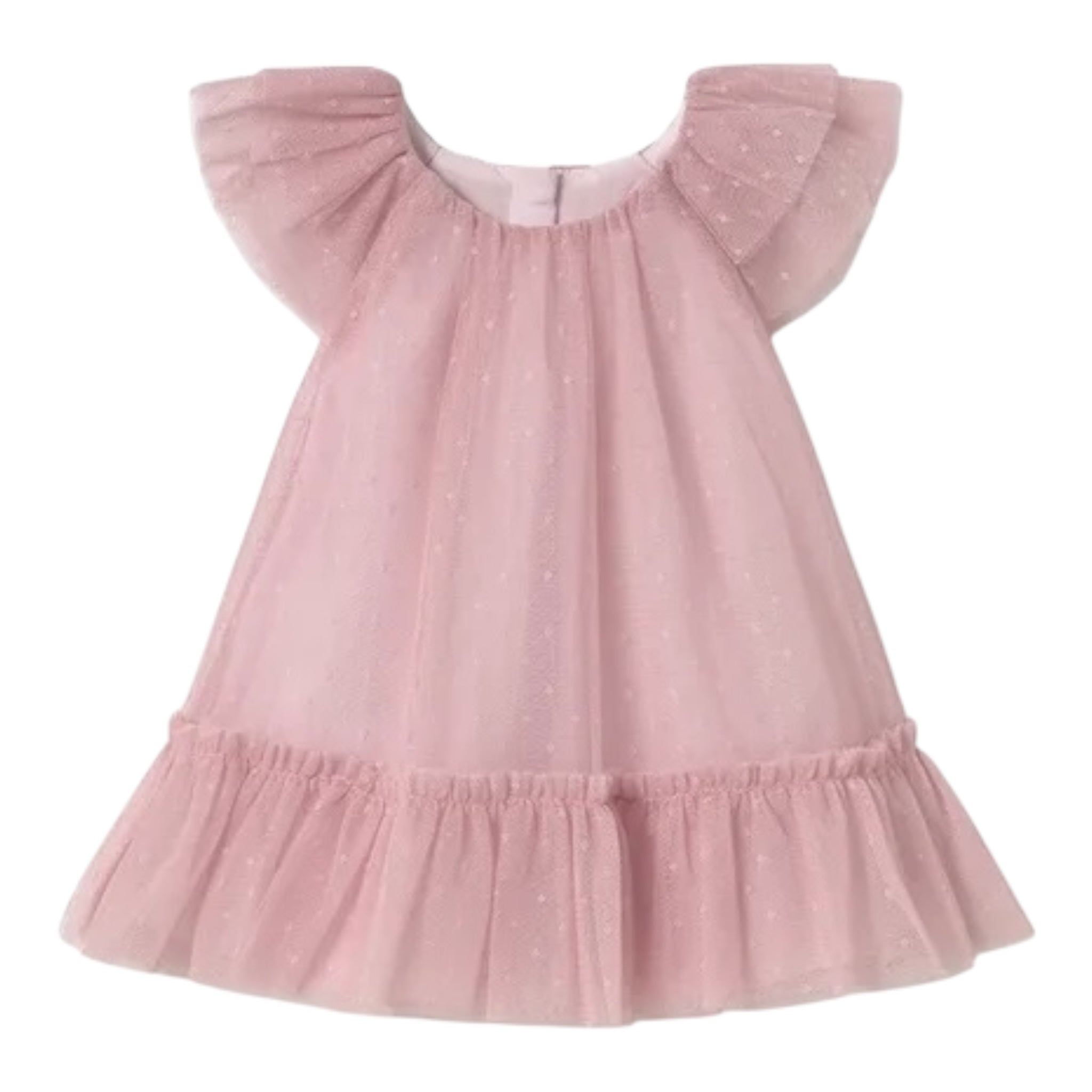 Mayoral Abito Giromanica Tinta Unita con Tulle per Neonata 1850X ROSA MAYORAL 