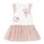 Mayoral Abito Giromanica Tinta Unita Bicolore con Gonna In Tulle per Neonata 1904 BIANCO/ROSA MAYORAL 