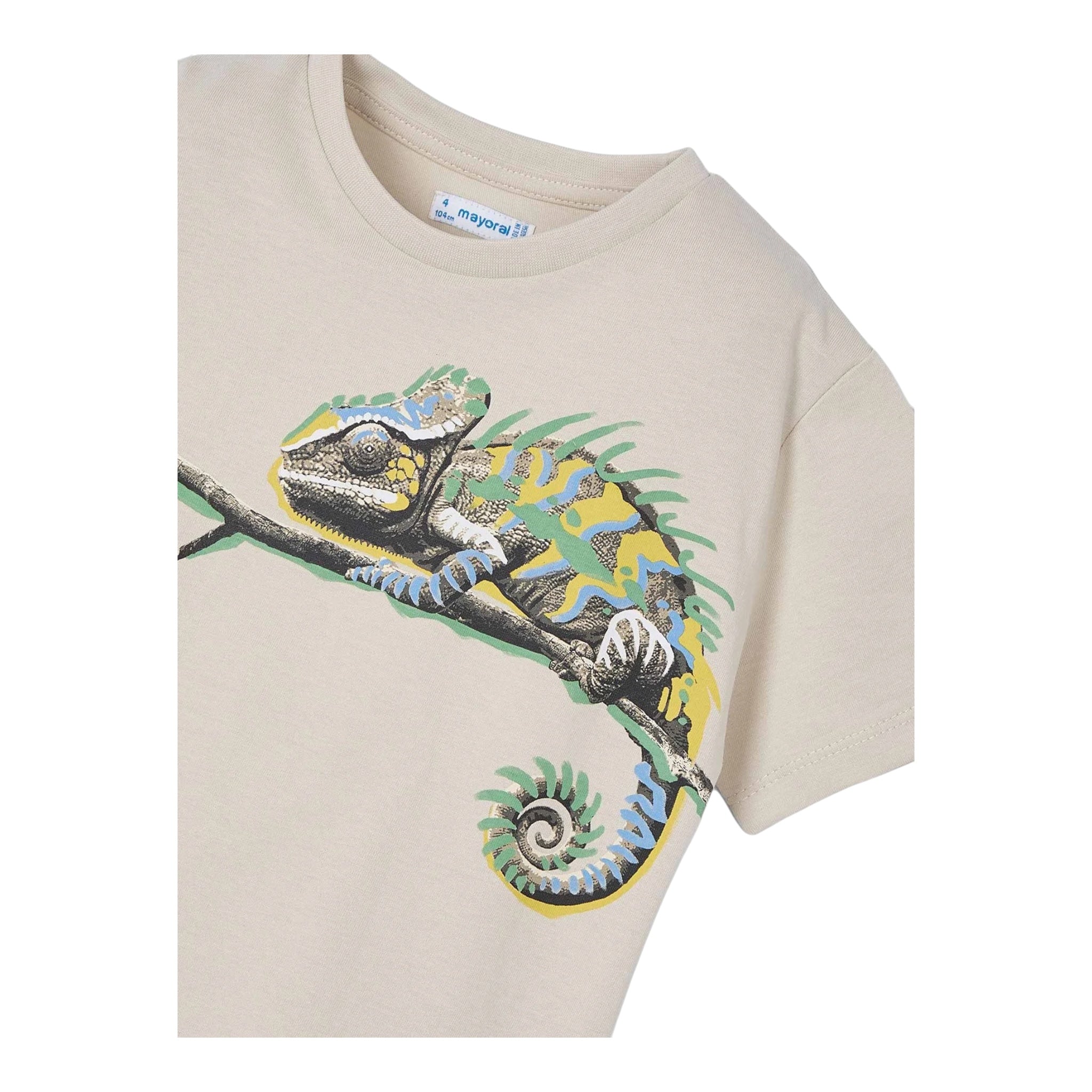 Mayoral T-Shirt Girocollo Tinta Unita con Stampa per Bambino 30455 BEIGE MAYORAL 