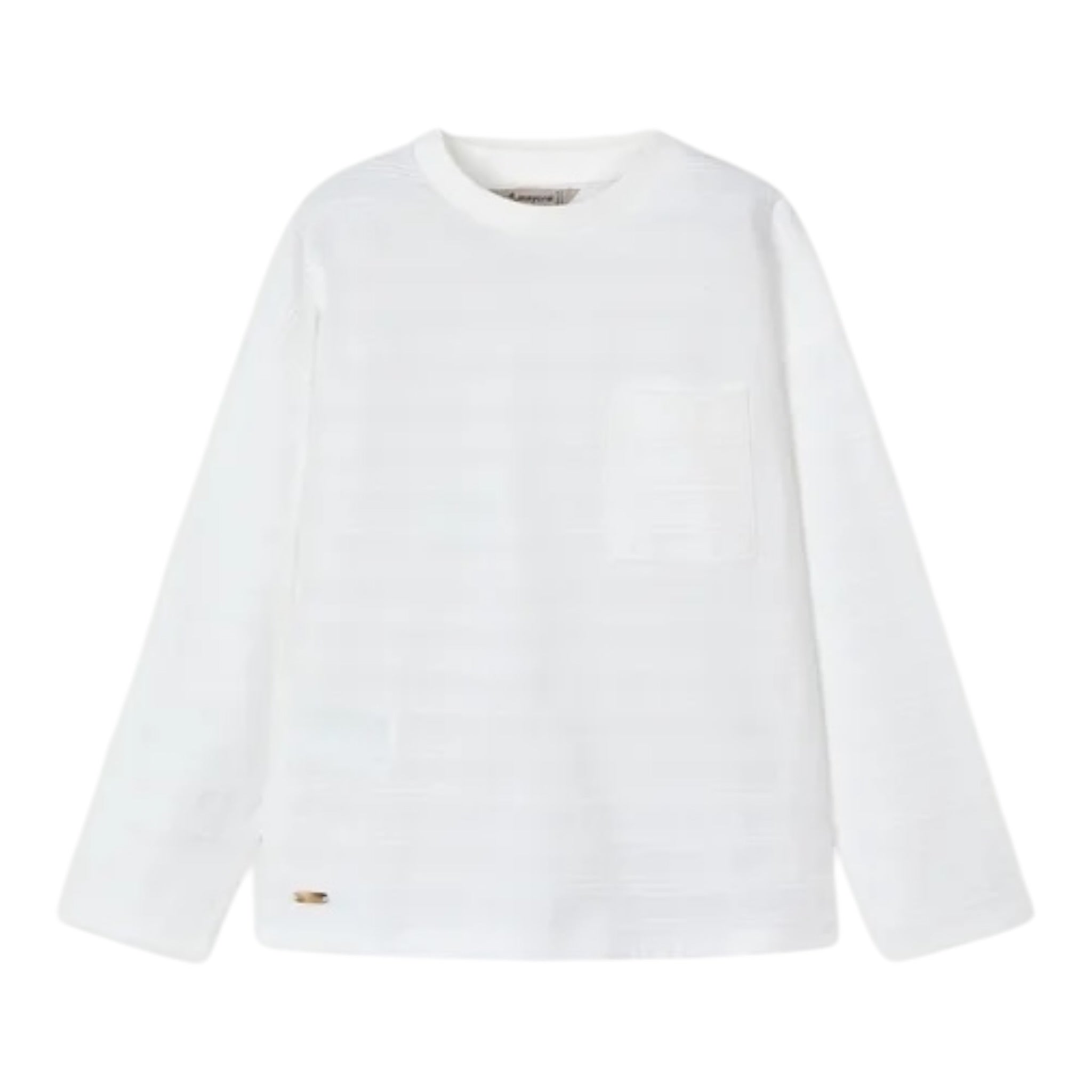 Mayoral Shirt Girocollo Tinta Unita con Taschino per Bambino 3050 BIANCO MAYORAL 