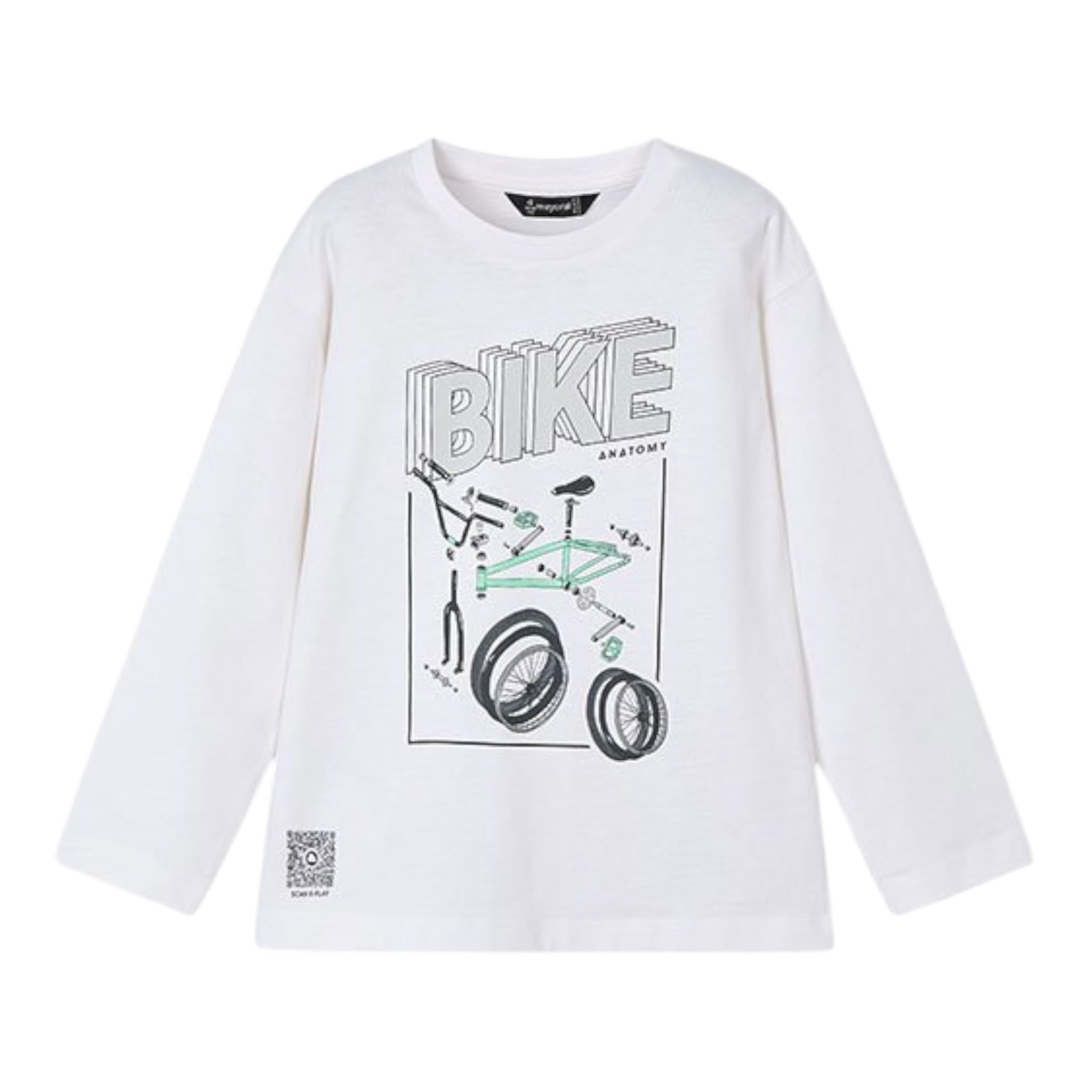 Mayoral Shirt Girocollo Tinta Unita con Stampa per Bambino 3051 BIANCO MAYORAL 