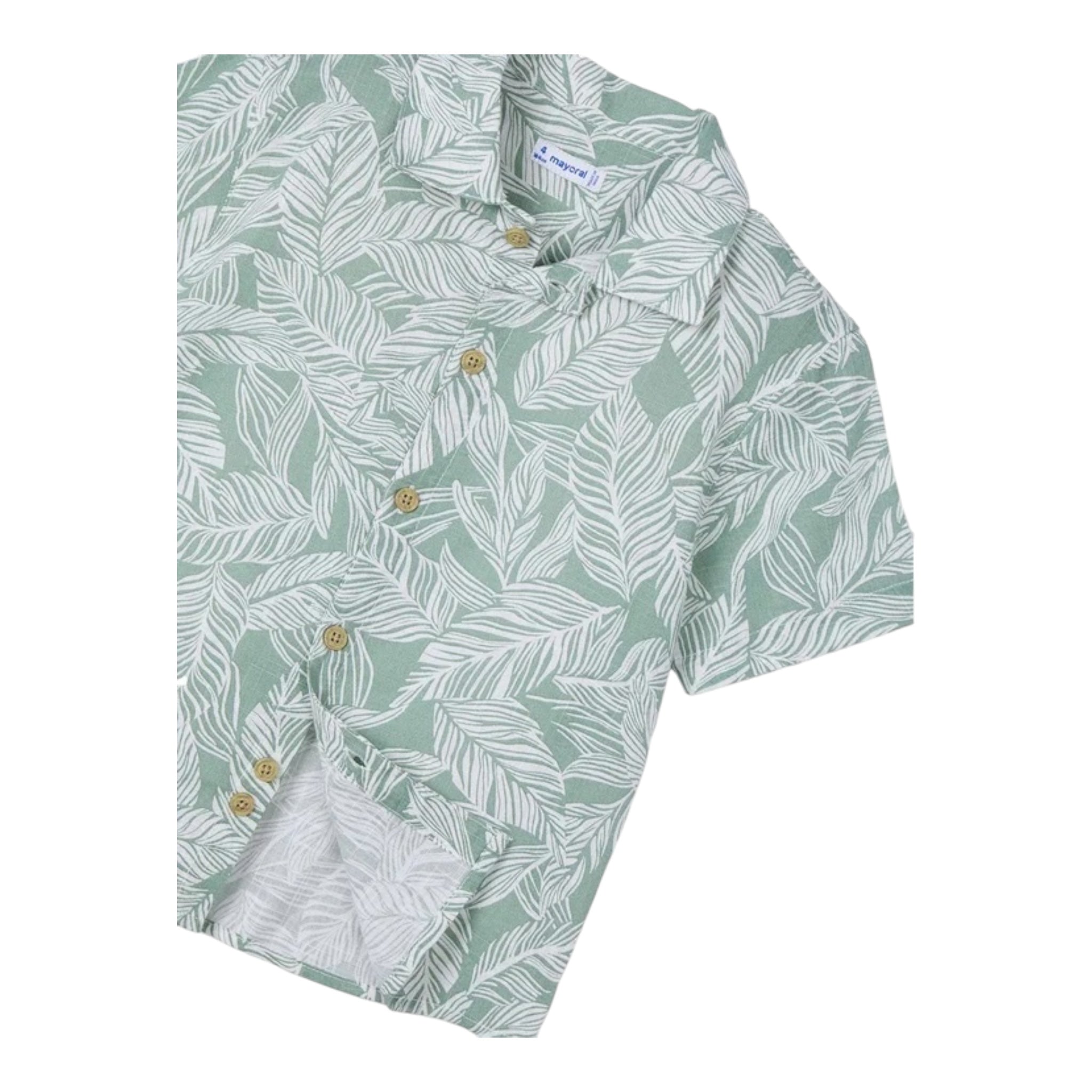 Mayoral Camicia Mezza Manica Tinta Unita con Fantasia per Bambino 3115 VERDE MAYORAL 