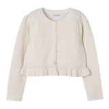 Mayoral Cardigan Tinta Unita con Rouches per Bambina 3374 AVORIO MAYORAL 
