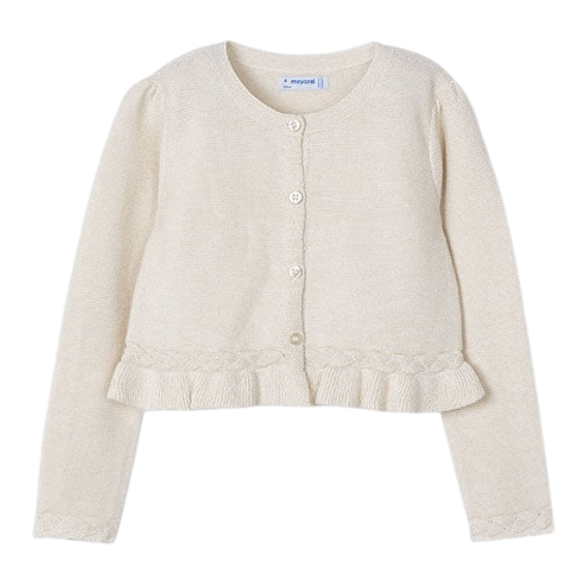 Mayoral Cardigan Tinta Unita con Rouches per Bambina 3374 AVORIO MAYORAL 