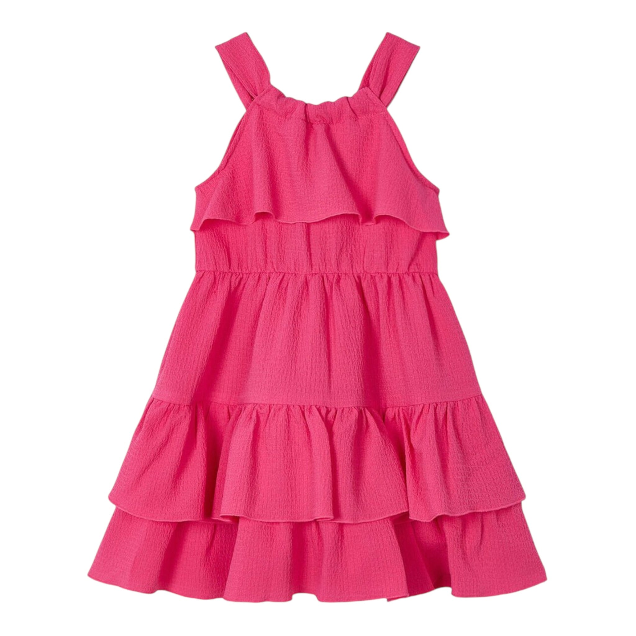 Mayoral Abito Giromanica Tinta Uita con Balze Fuxia per Bambina 3922 FUXIA MAYORAL 