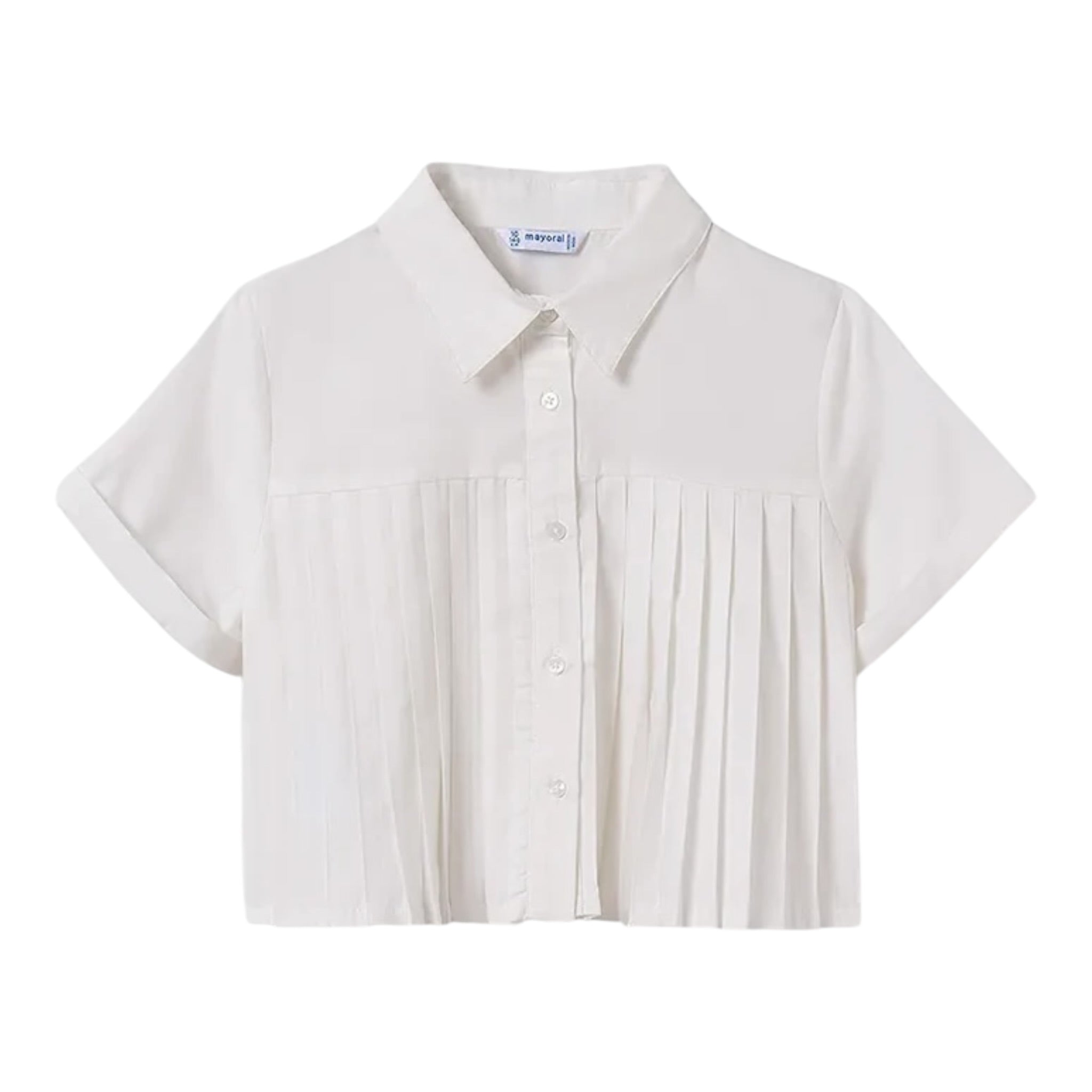 Mayoral Camicia Mezza Manica tinta unita Bianco per Bambina 6144 BIANCO MAYORAL 