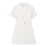 Michael Kors Abito Mezza Manica Tinta Unita con Ricami per Bambina R30295 BIANCO MICHAEL KORS 