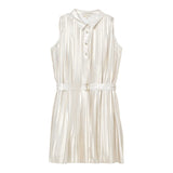 Michael Kors Abito Giromanica Tinta Unita con Bottoni per Bambina R30349 BEIGE MICHAEL KORS 