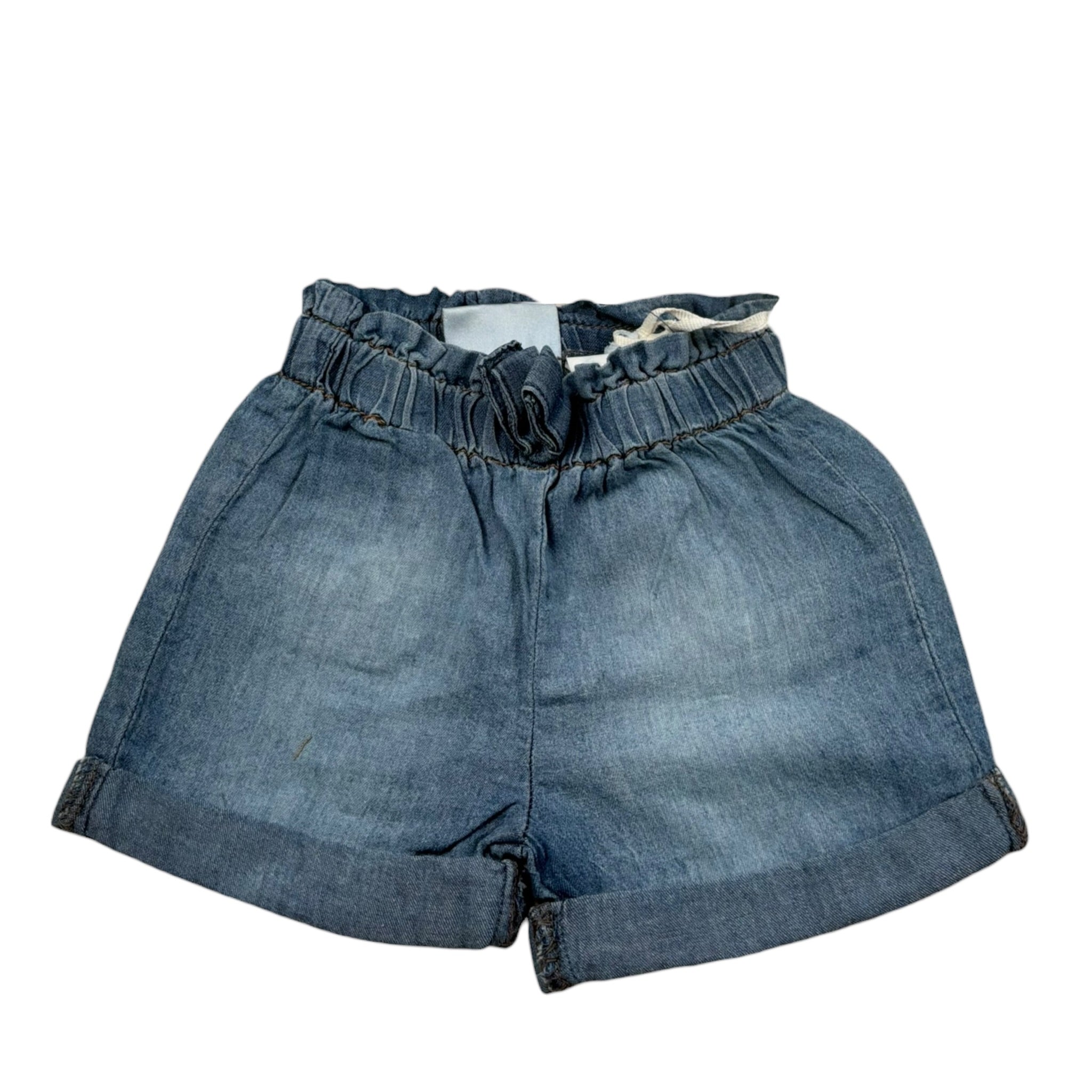 Mini Banda Short In Denim Tinta Unita per Neonata 3B735X BLU MINI BANDA 